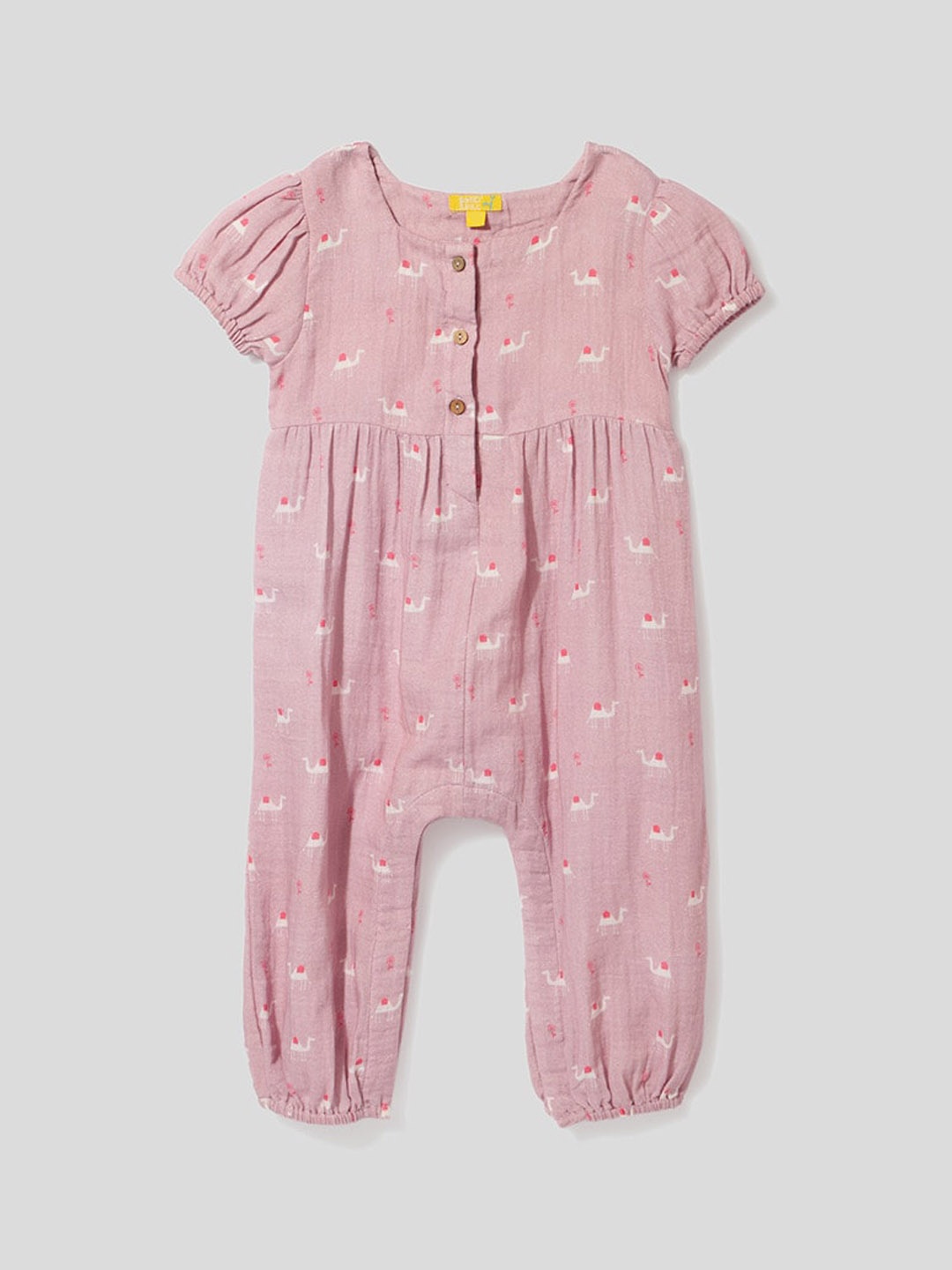 

Somersault Infants Girls Printed Pure Cotton Rompers, Pink