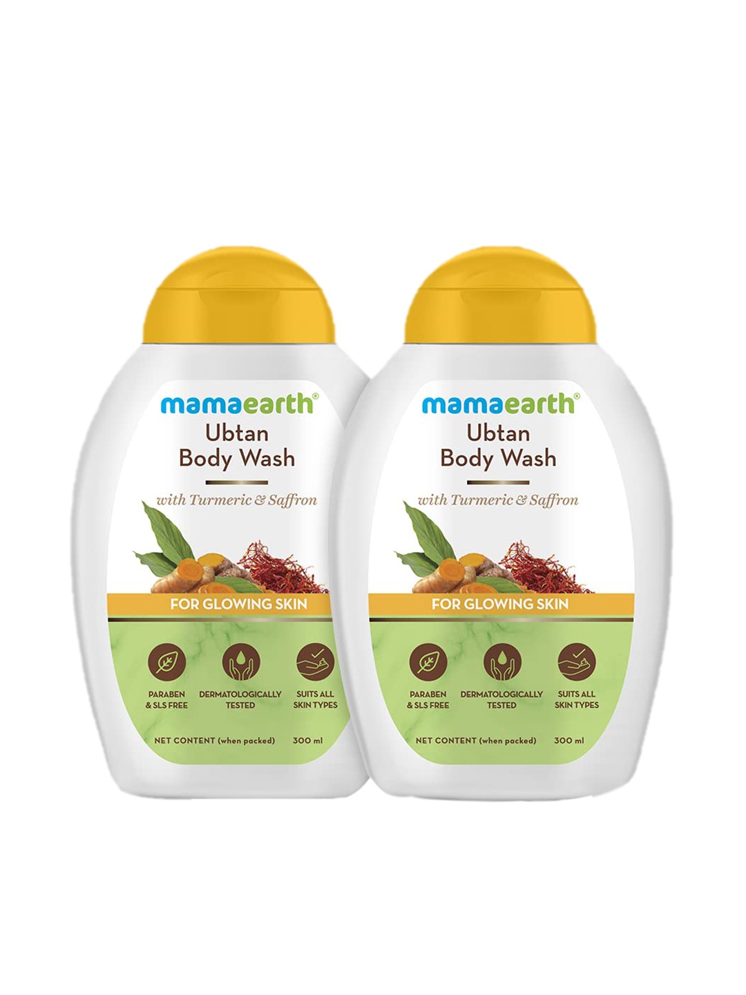 

Mamaearth Set Of 2 Ubtan Body Wash For Glowing Skin - 300ml Each, Yellow