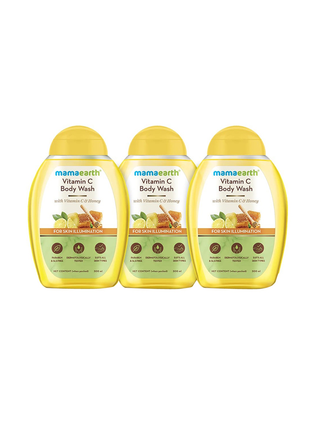 

Mamaearth Set Of 3 Vitamin C Body Wash For Skin Illumination - 300ml Each, Yellow