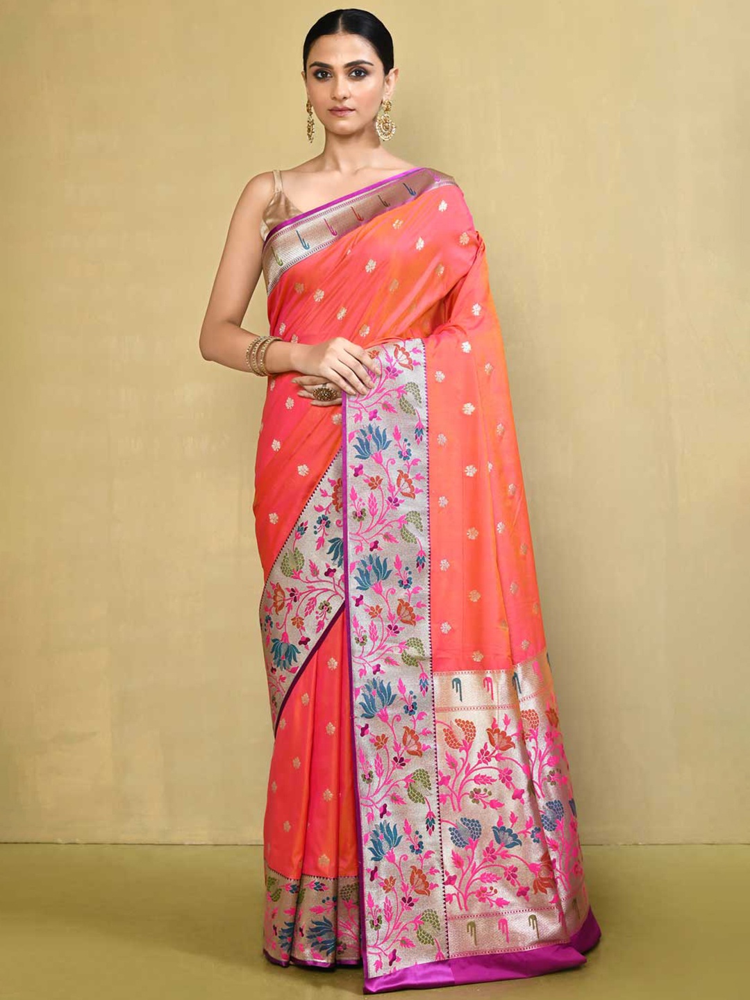 

Rasm by Muskaan Woven Design Zari Banarasi Saree, Pink