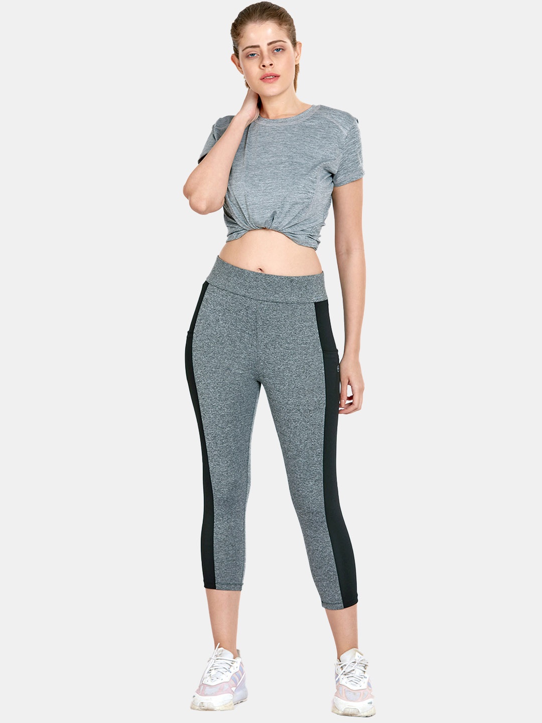

MAYSIXTY Slim-Fit Three-Fourth Length Sports Tights, Grey