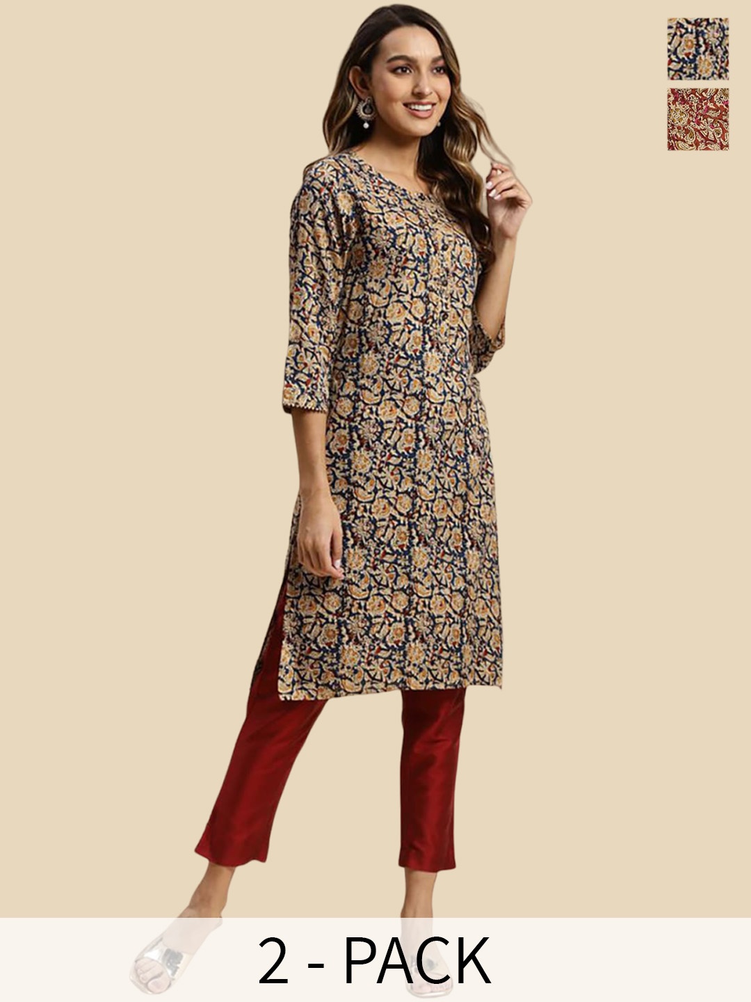 

Rangita Pack Of 2 Paisley Printed Regular Kurta, Blue