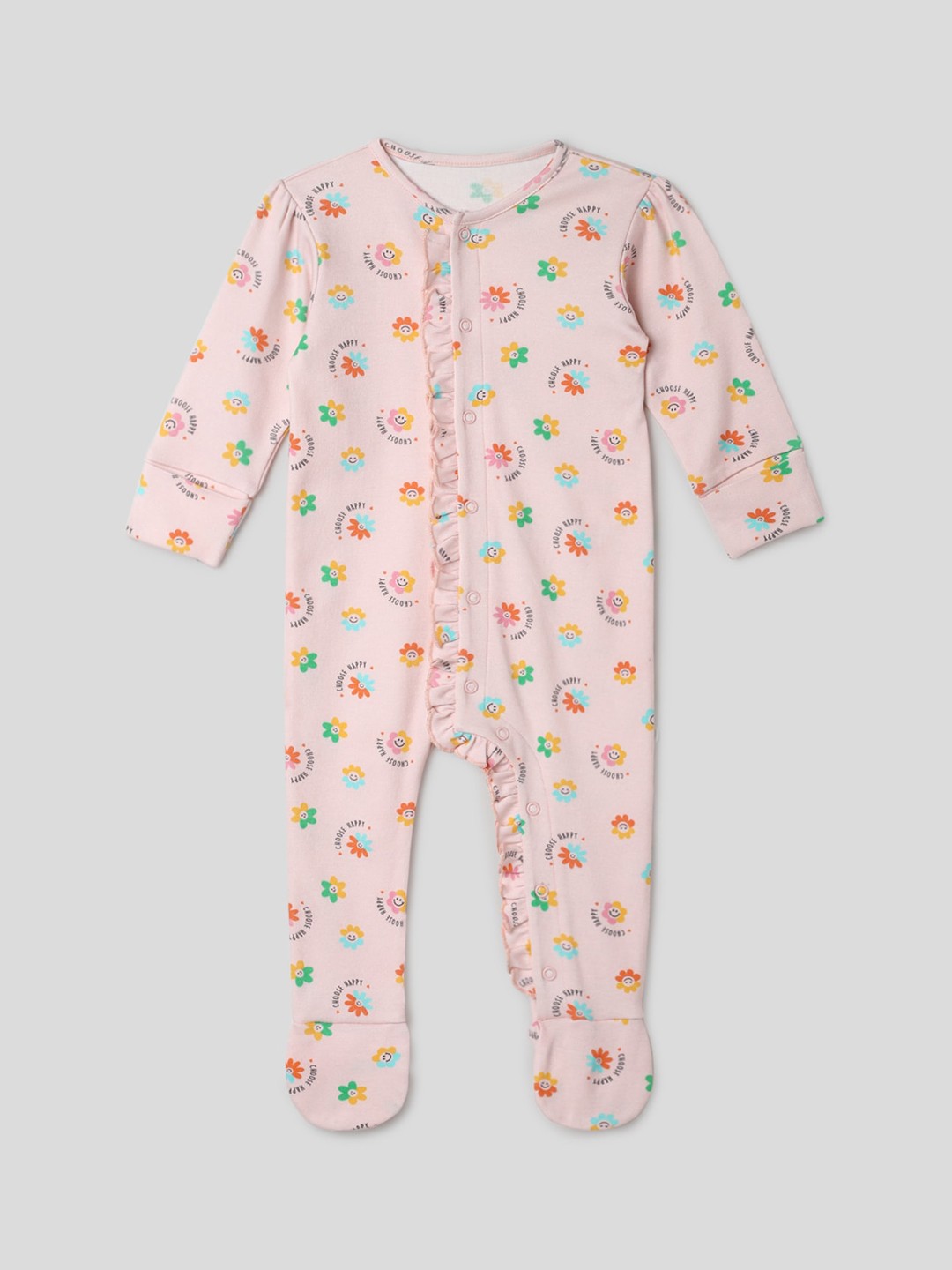 

Somersault Infants Girls Printed Pure Cotton Sleepsuit, Pink