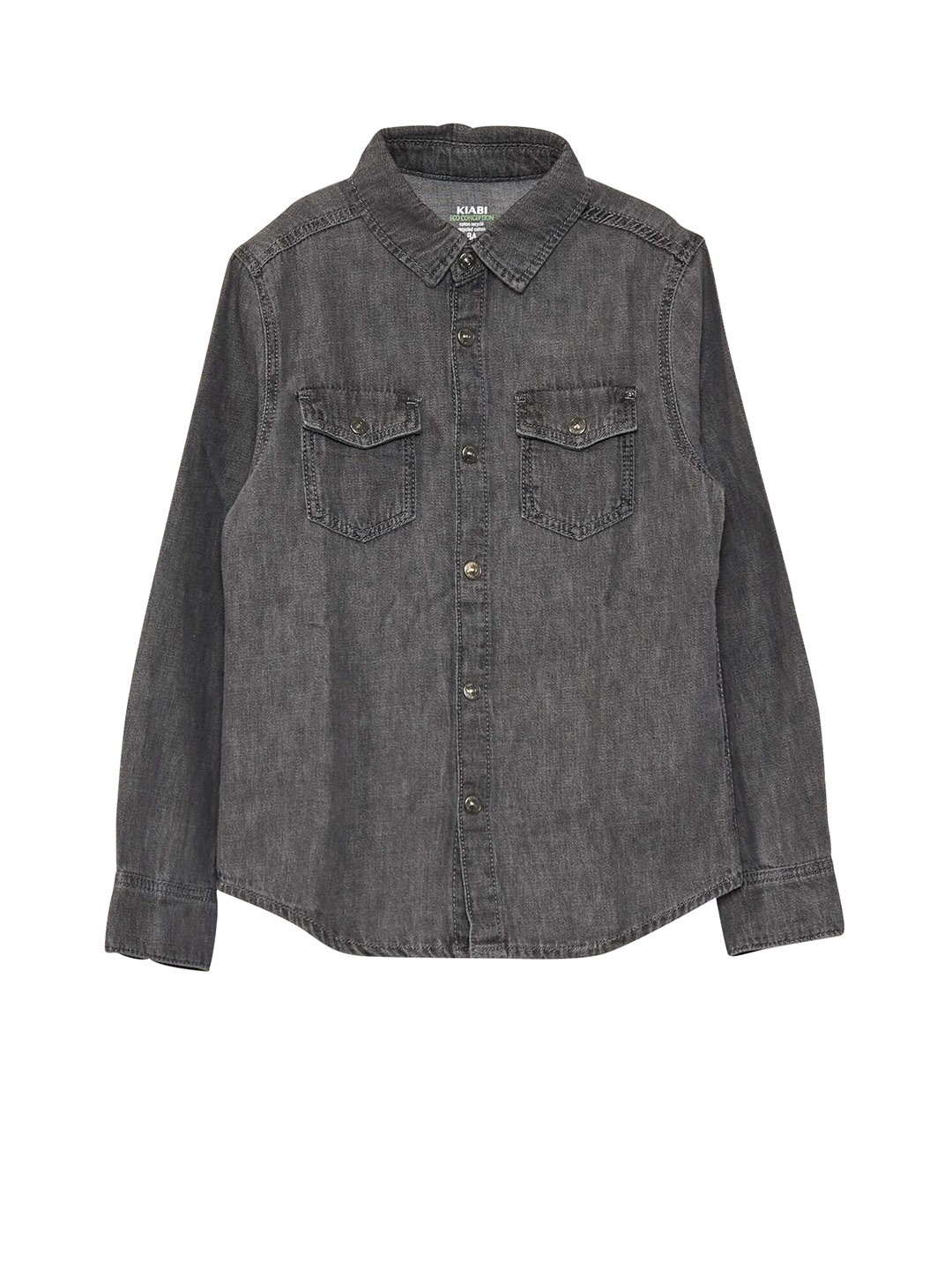 

KIABI Boys Spread Collar Pure Cotton Casual Shirt, Grey