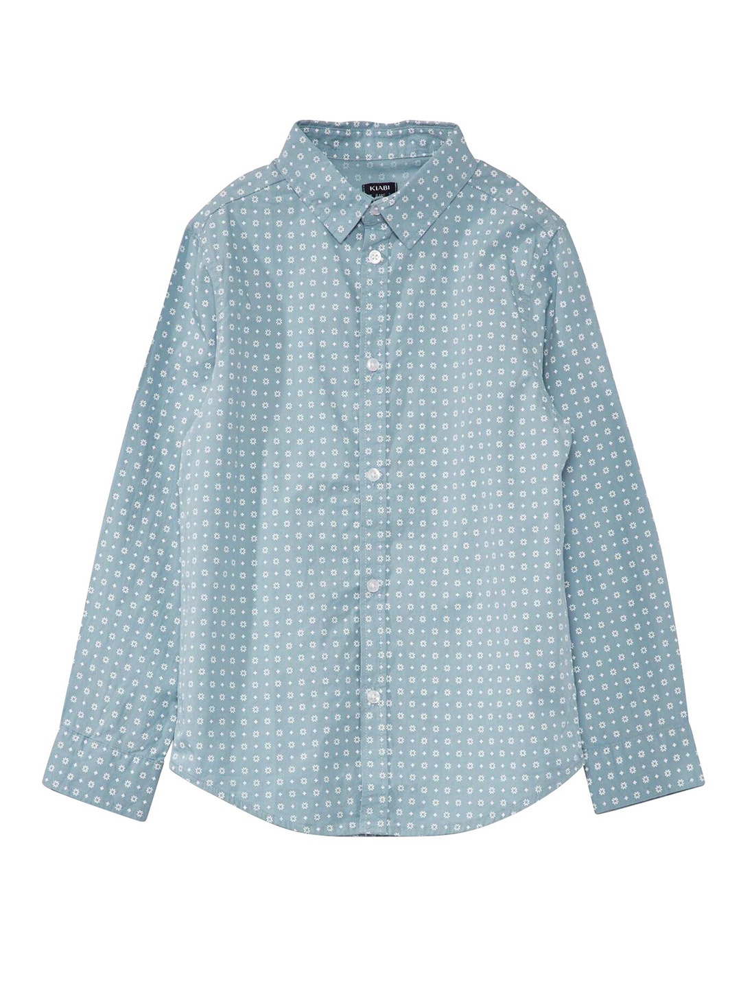 

KIABI Boys Printed Spread Collar Long Sleeves Cotton Regular Fit Casual Shirt, Blue