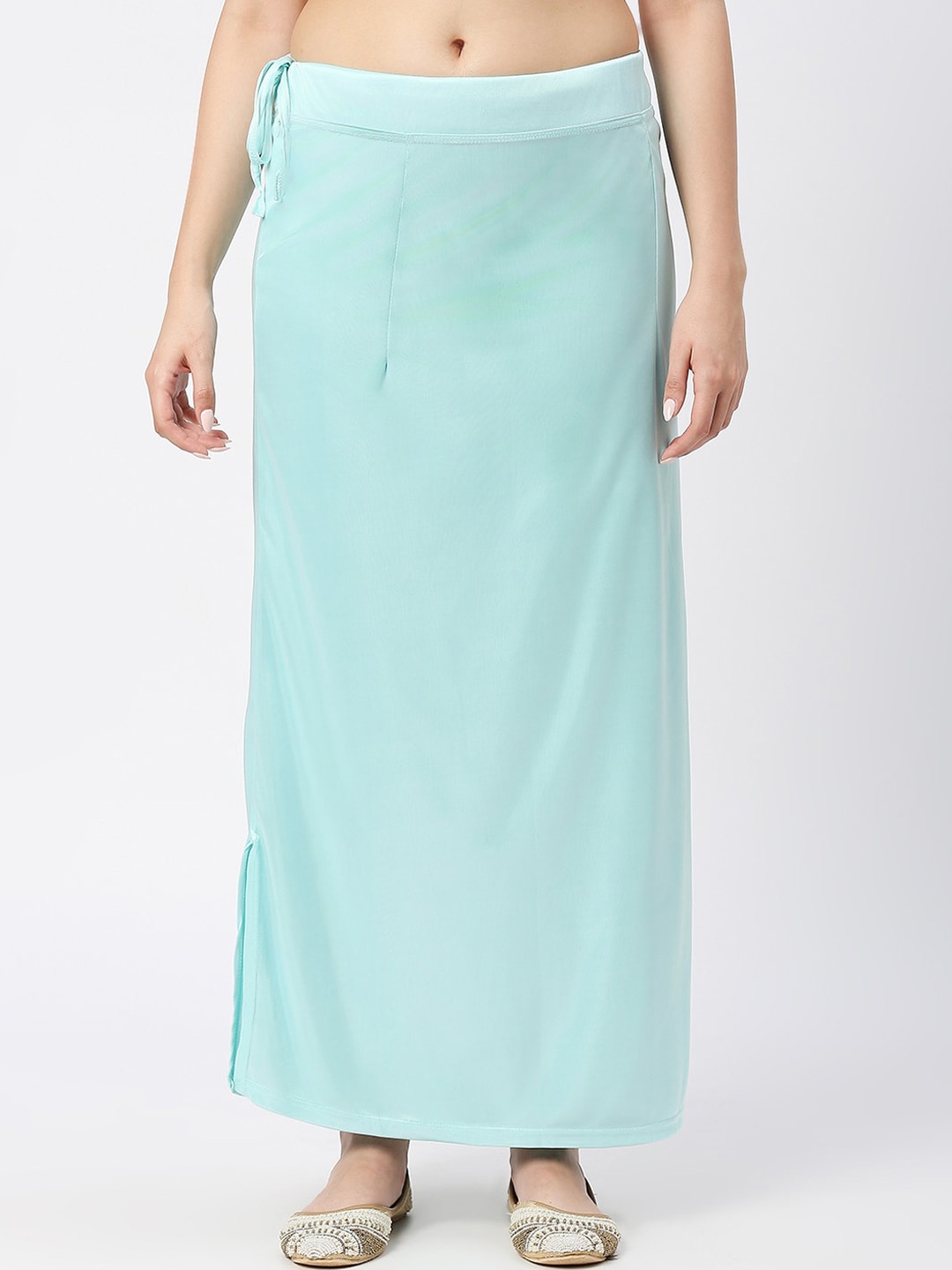 

FEMMIBELLA Side Slit Satin Saree Shapewear, Blue