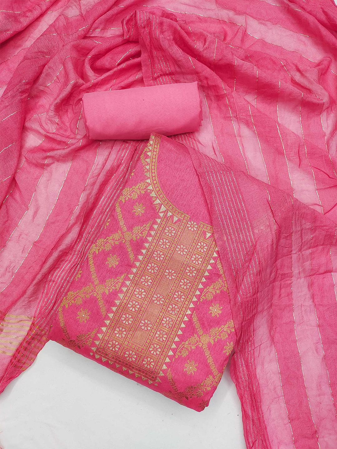 

KALINI Ethnic Motifs Woven Design Unstitched Dress Material, Pink