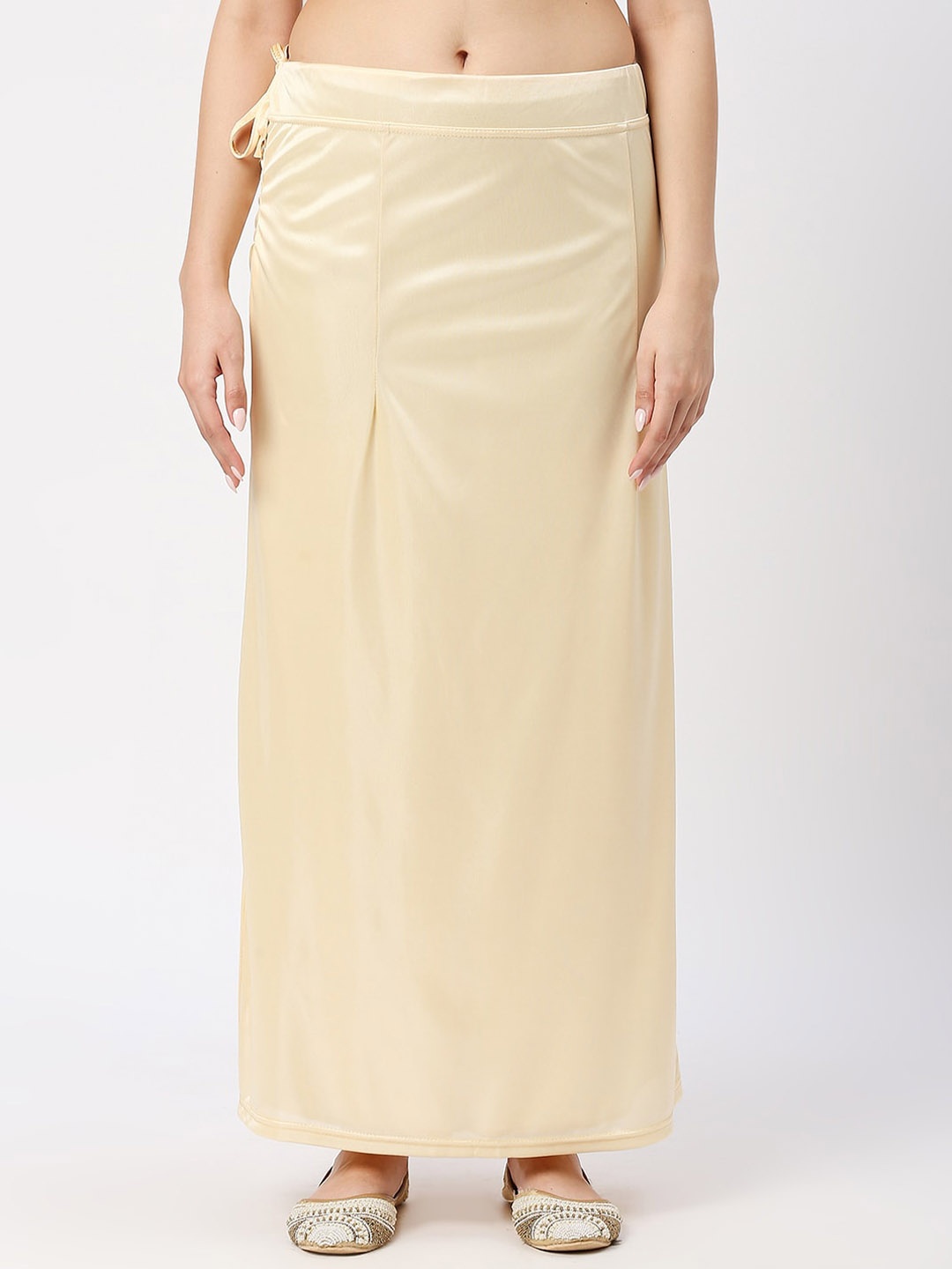 

FEMMIBELLA Side Slit Satin Saree Shapewear, Cream