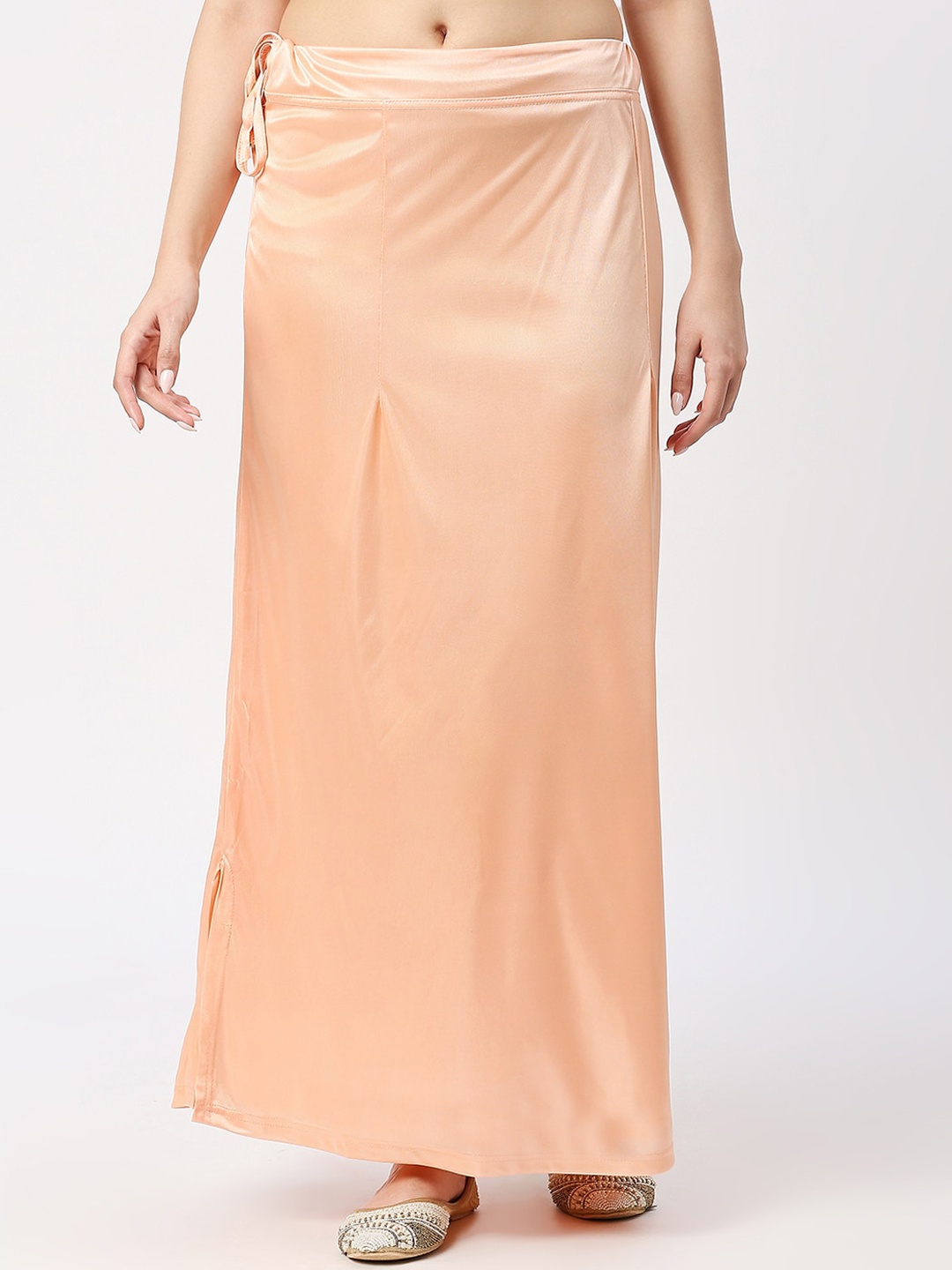 

FEMMIBELLA Side Slit Satin Saree Shapewear, Peach