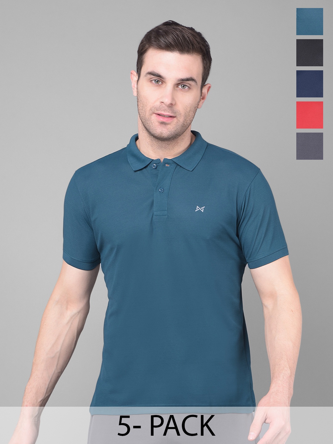 

Force NXT Men 5 Polo Collar Anti Odour Pockets T-shirt, Multi