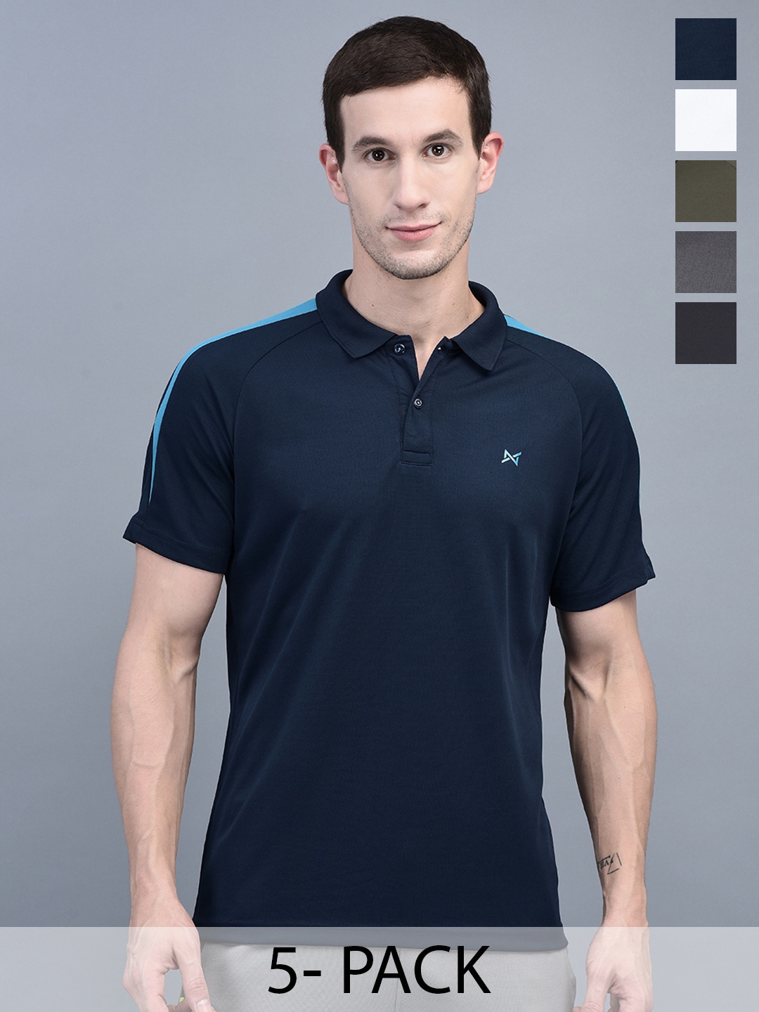 

Force NXT Men 5 Polo Collar Anti Odour Pockets T-shirt, Multi