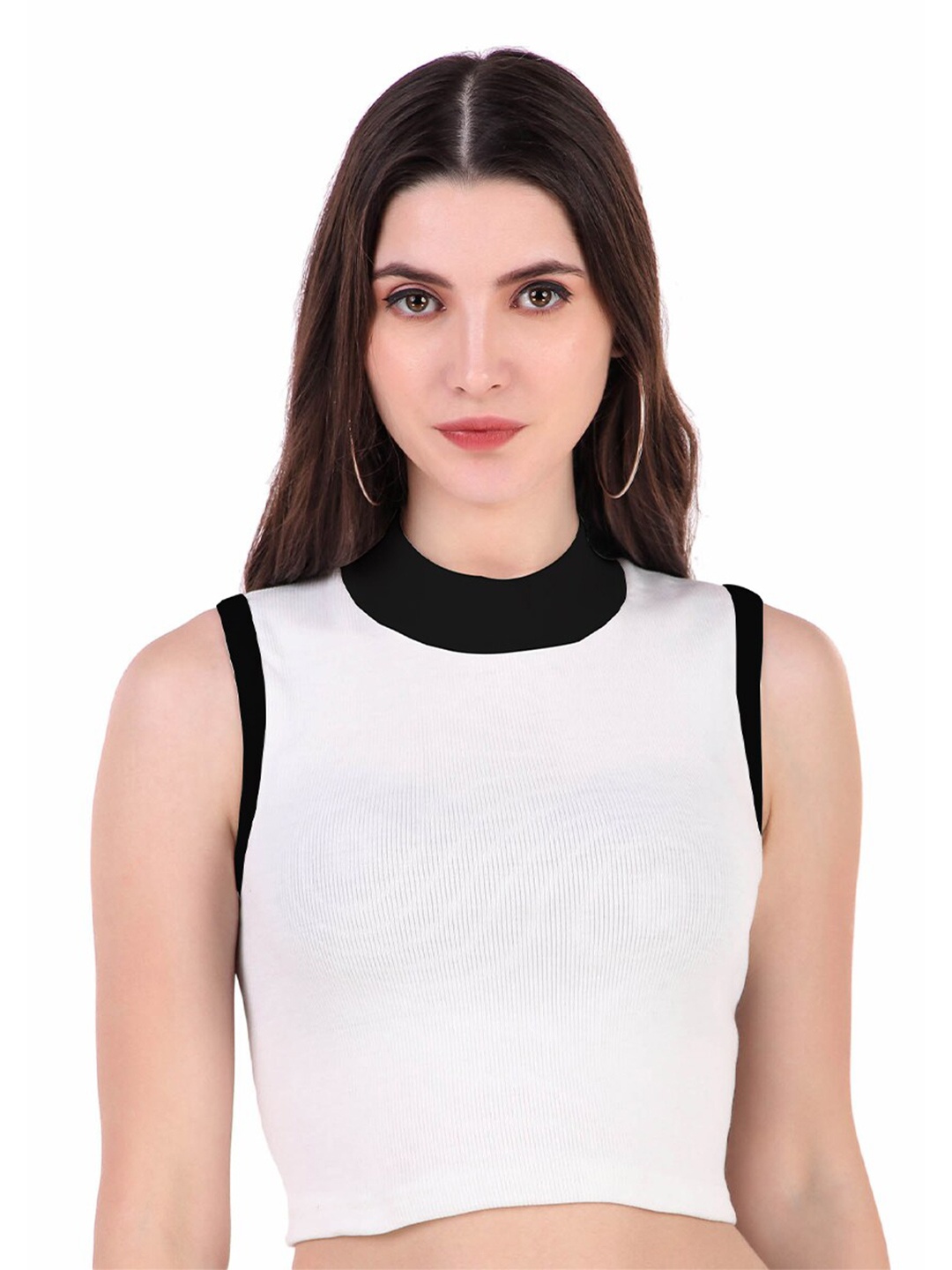 

BAESD Cotton Fitted Crop Top, White