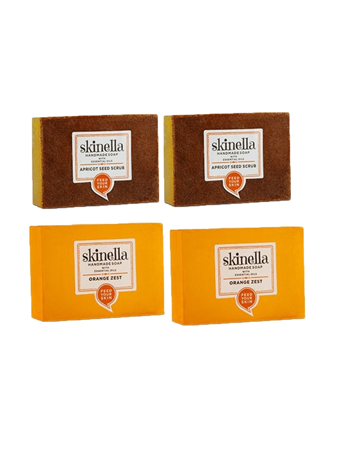 

skinella 4-Pcs Apricot Seed Scrub & Orange Zest Soap - 100g Each, White