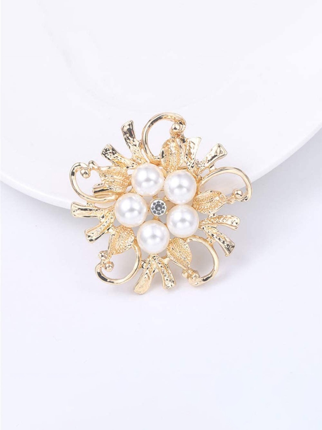 

SYGA Pearl Embellished Brooch, Gold