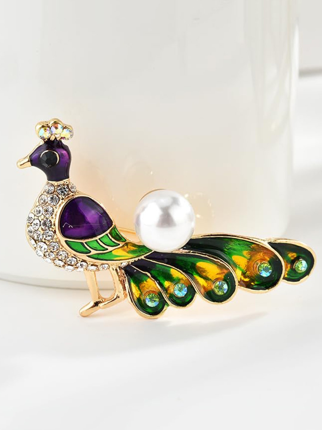 

SYGA Stone Studded Brooch, Gold
