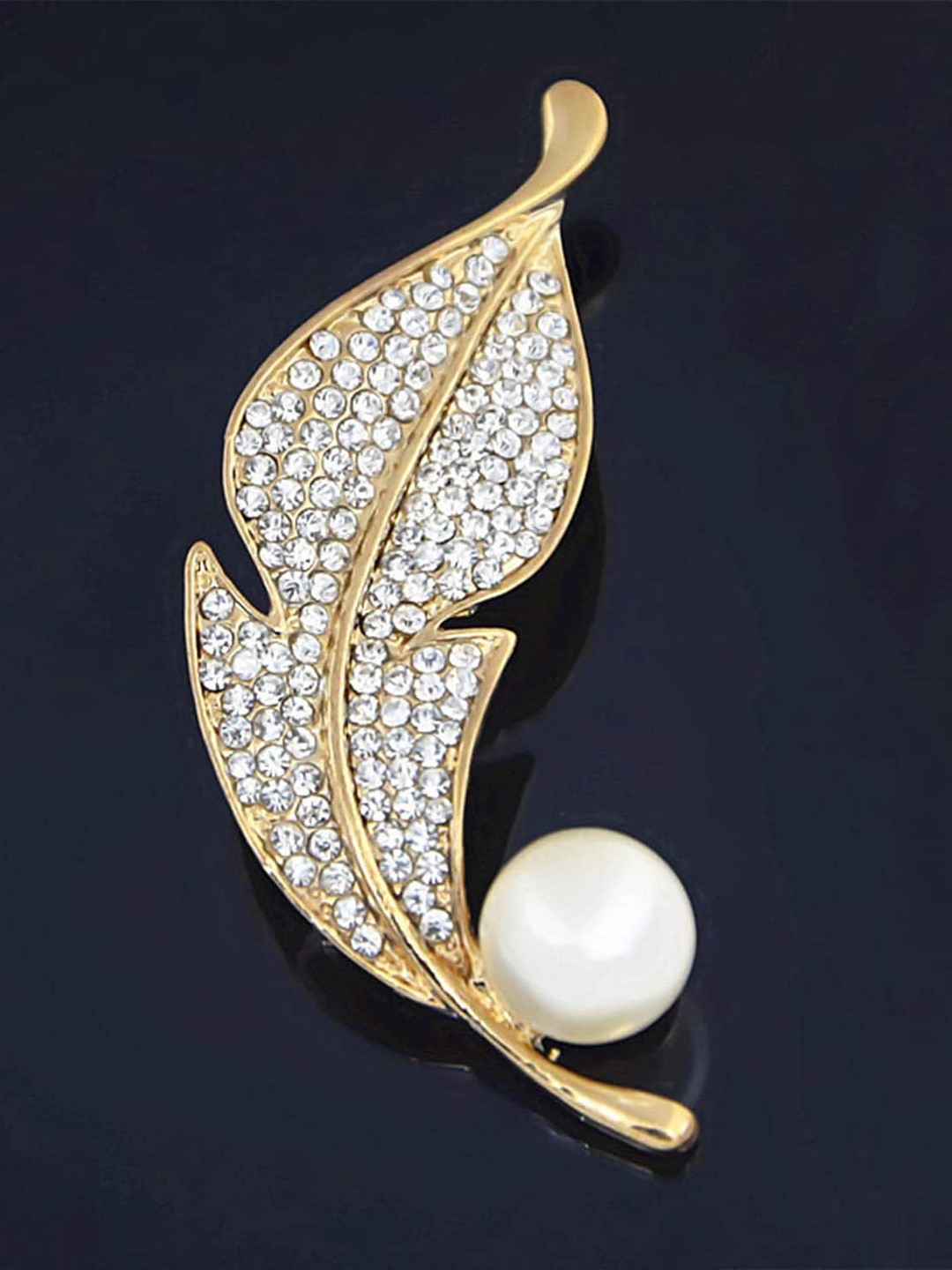 

SYGA Stone Studded Brooch, Gold