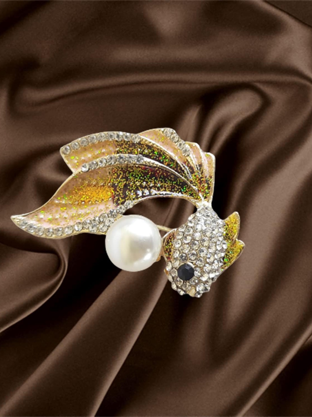 

SYGA Stone Studded Brooch, Gold