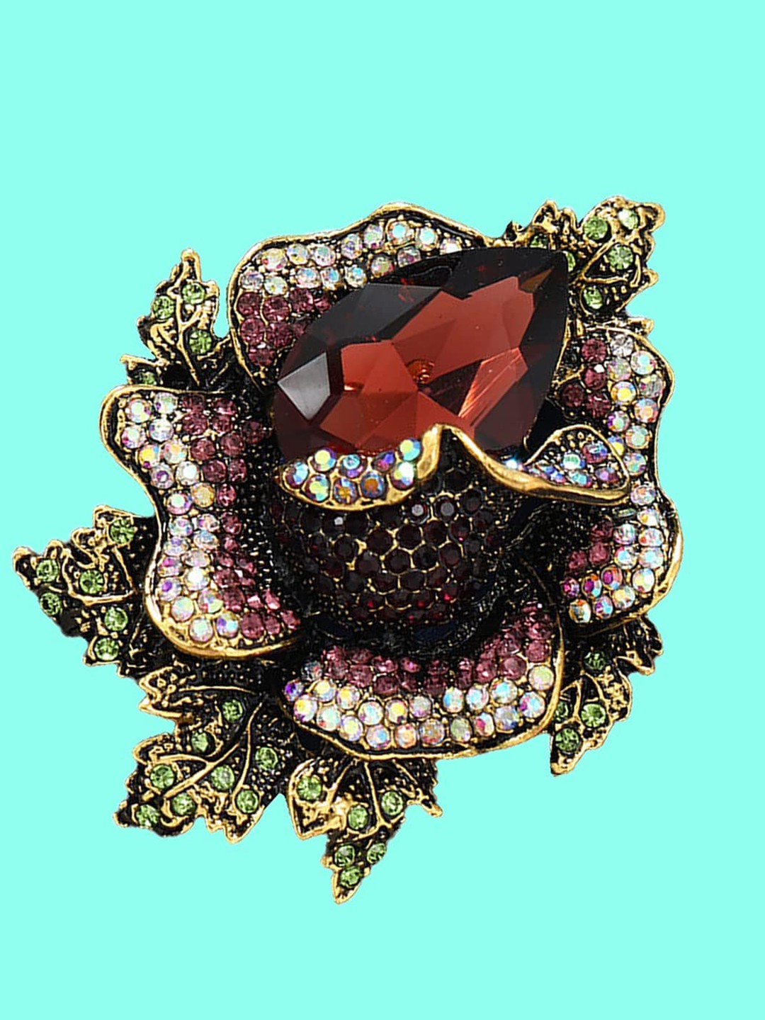 

SYGA Stone Studded Brooch, Gold