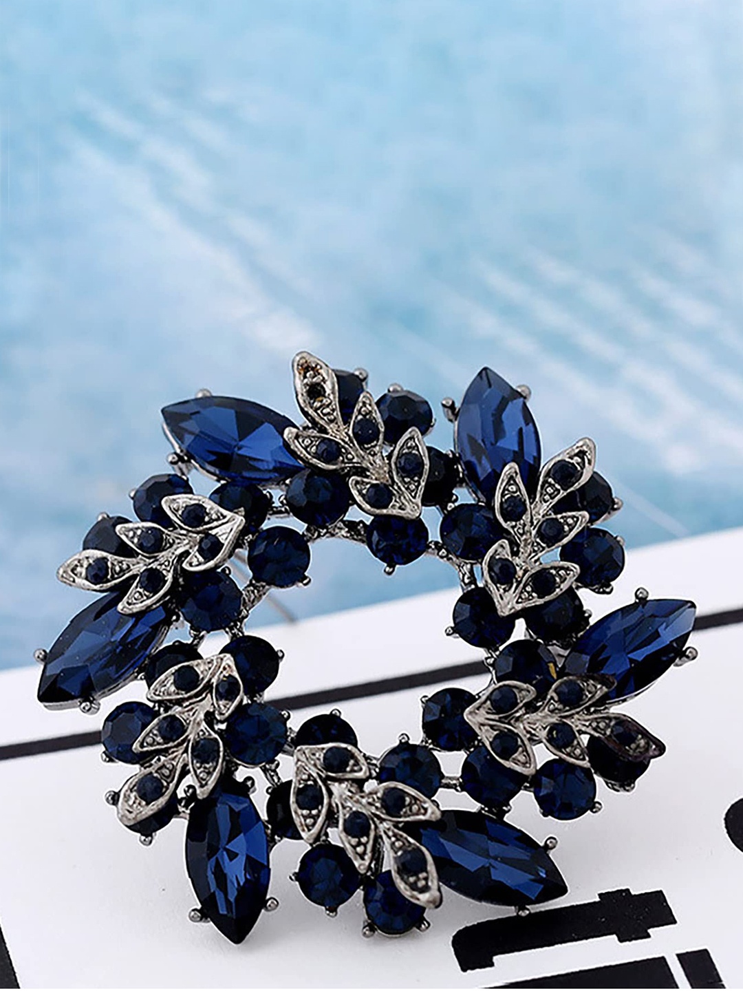 

SYGA Stone Studded Brooch, Blue