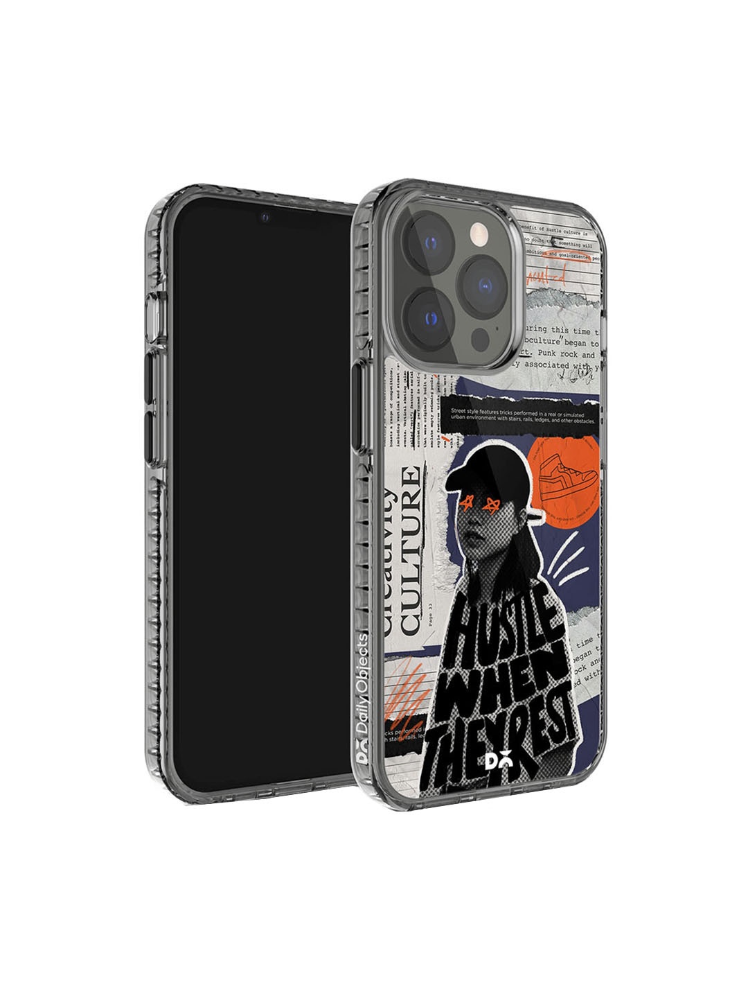 

DailyObjects Quirky Printed iPhone 13 Pro Super Slim Back Case, Grey