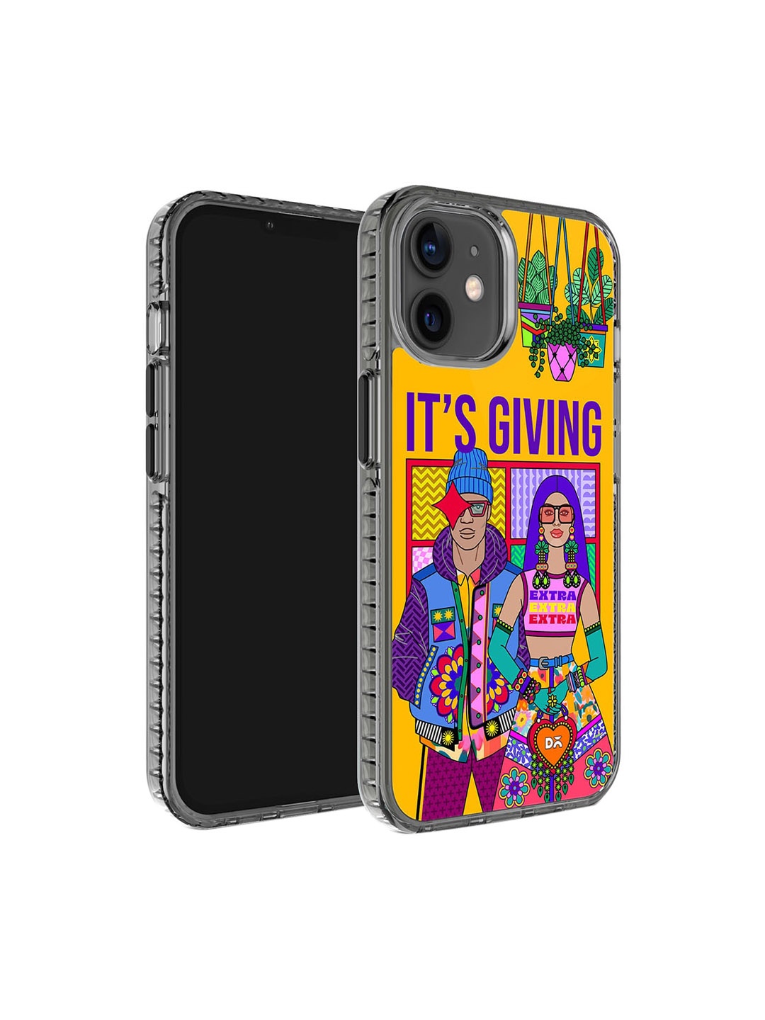 

DailyObjects Graphic Printed iPhone 12 Super Slim Back Case, Yellow