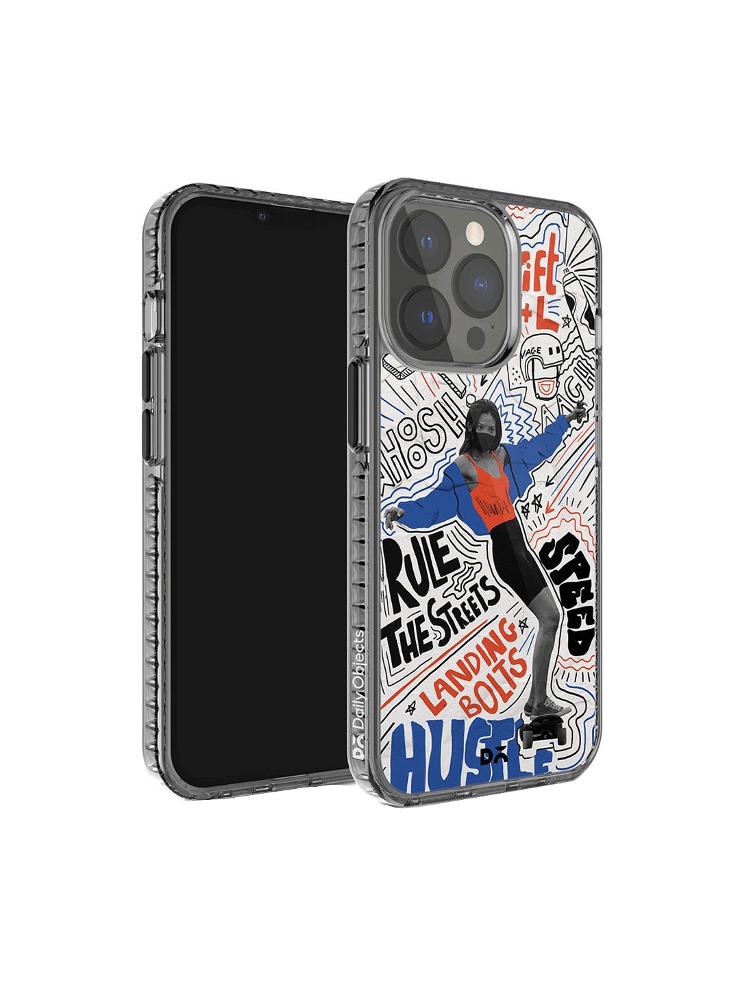 

DailyObjects Printed Impact Resistant iPhone 14 Pro Super Slim Back Case, Grey