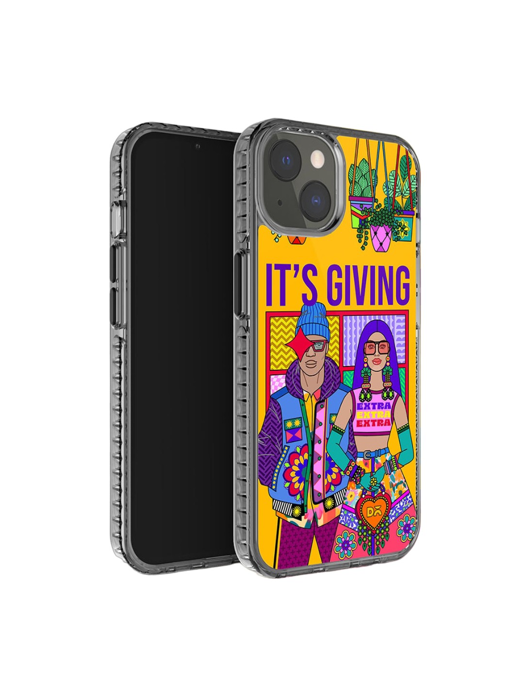 

DailyObjects Quirky Printed iPhone 13 Super Slim Back Case, Yellow