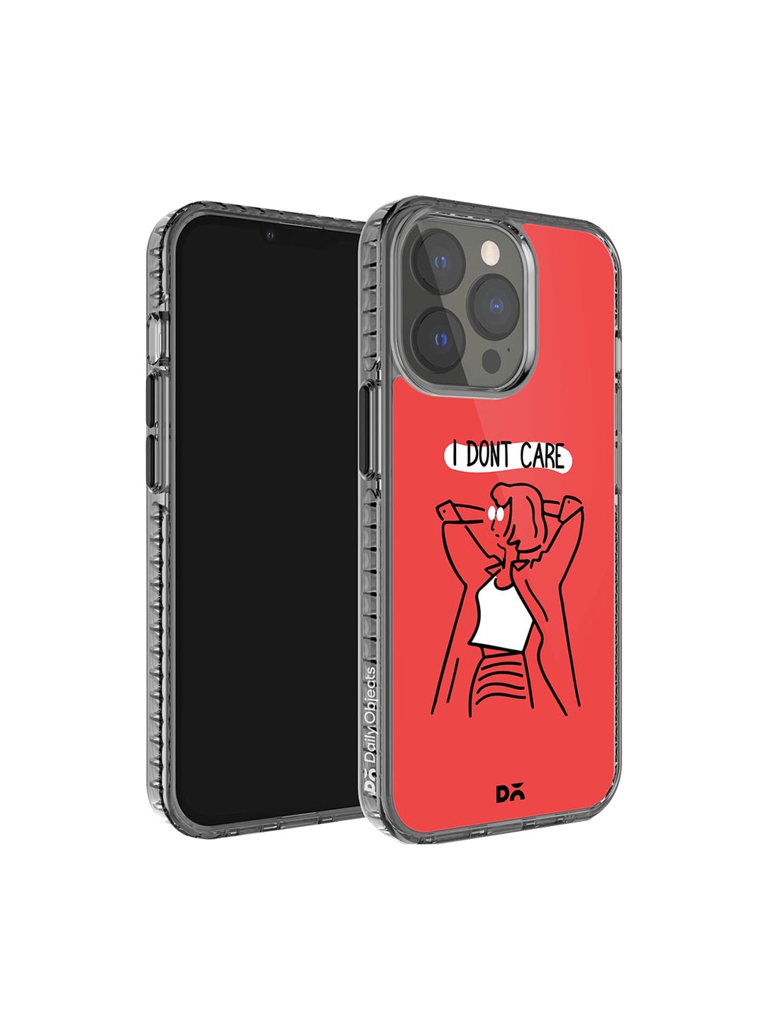 

DailyObjects I Don't Care Printed Stride 2.0 Case Cover iPhone 14 Pro Super Slim Back Case, Red