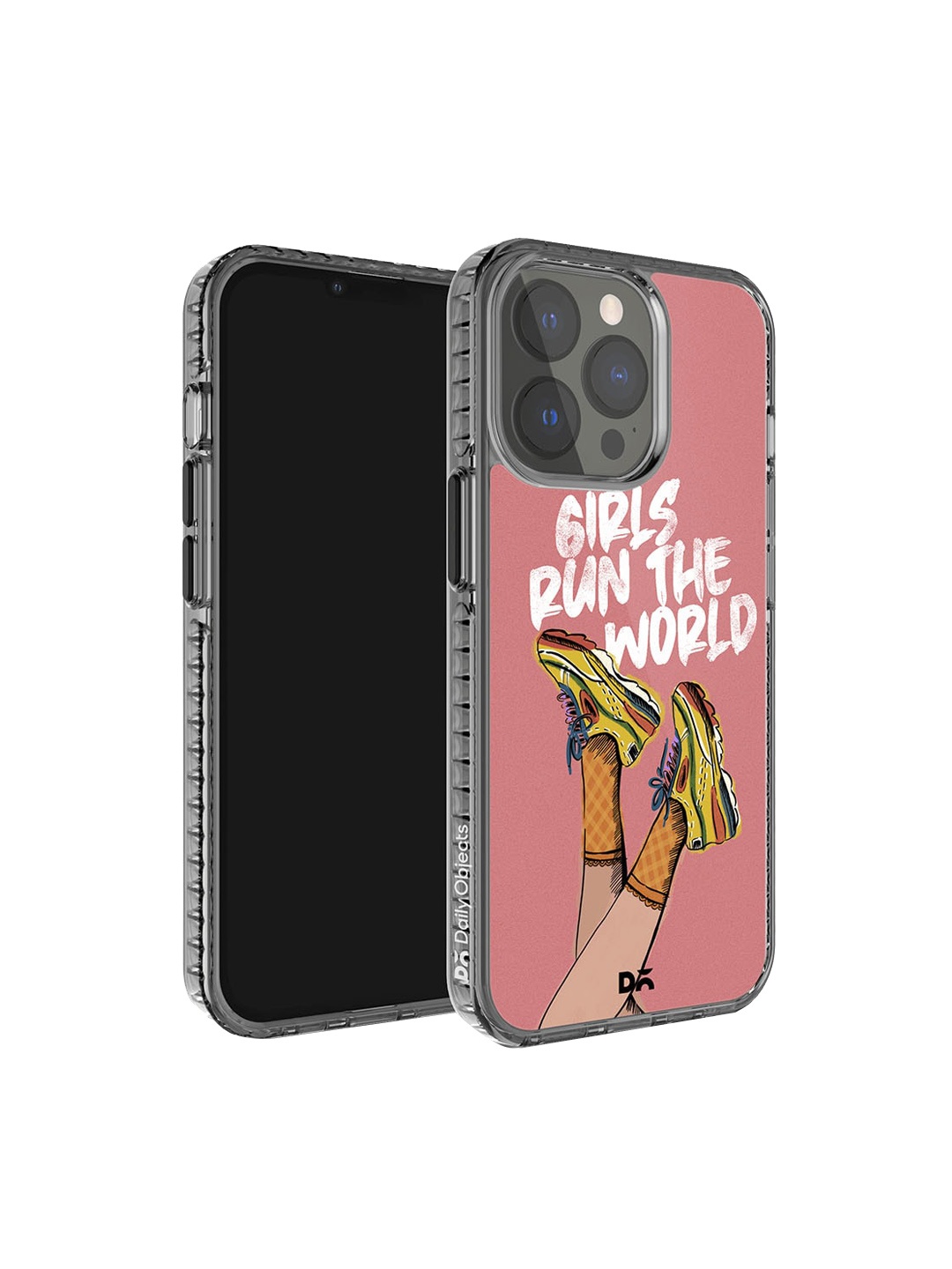 

DailyObjects Run The World Printed iPhone 14 Pro Max Super Slim Back Case, Pink