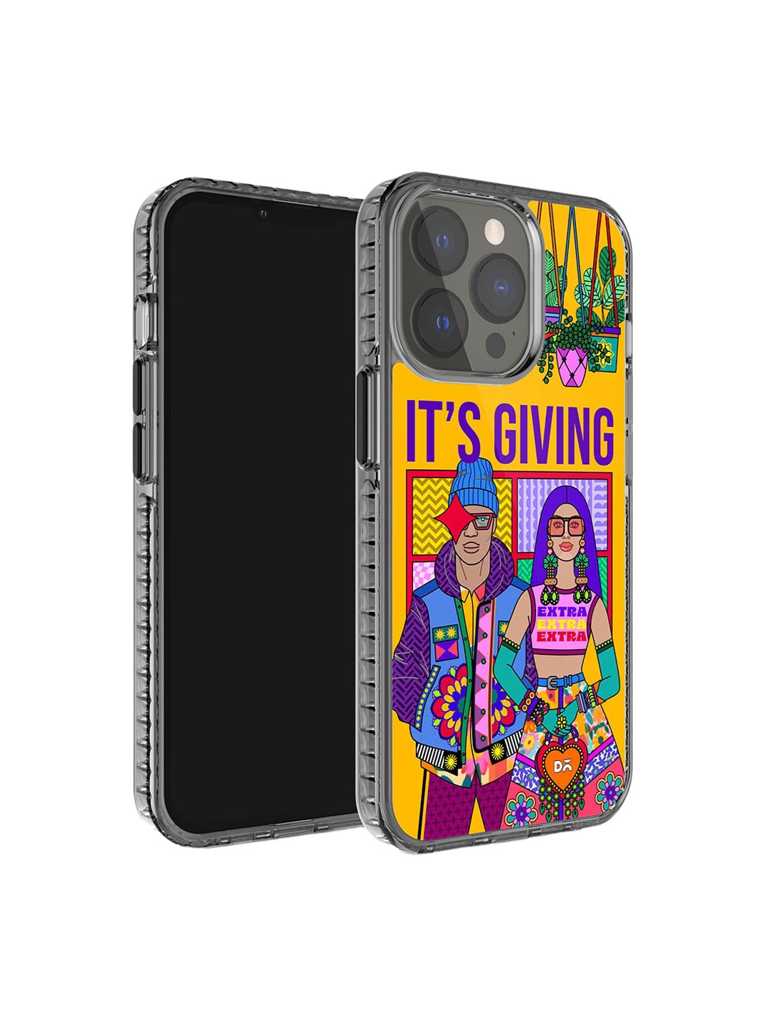 

DailyObjects Printed iPhone 14 Pro Super Slim Back Case, Yellow