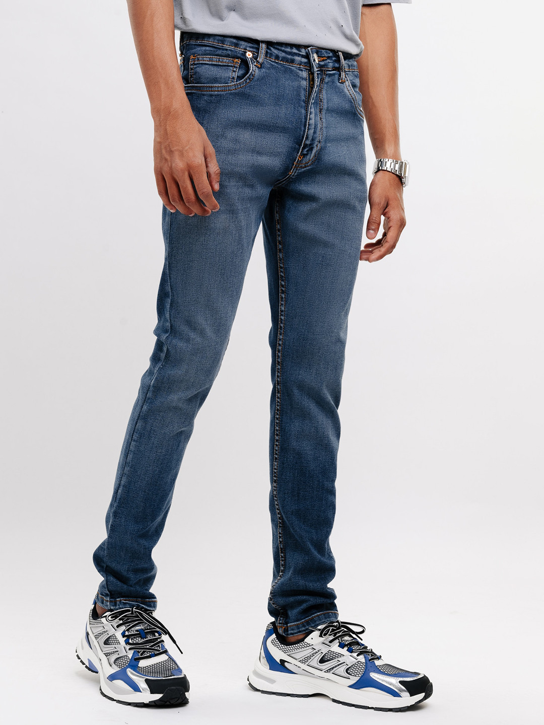 

FREAKINS Men Super Skinny Fit High-Rise Light Fade Clean Look Cotton Jeans, Blue