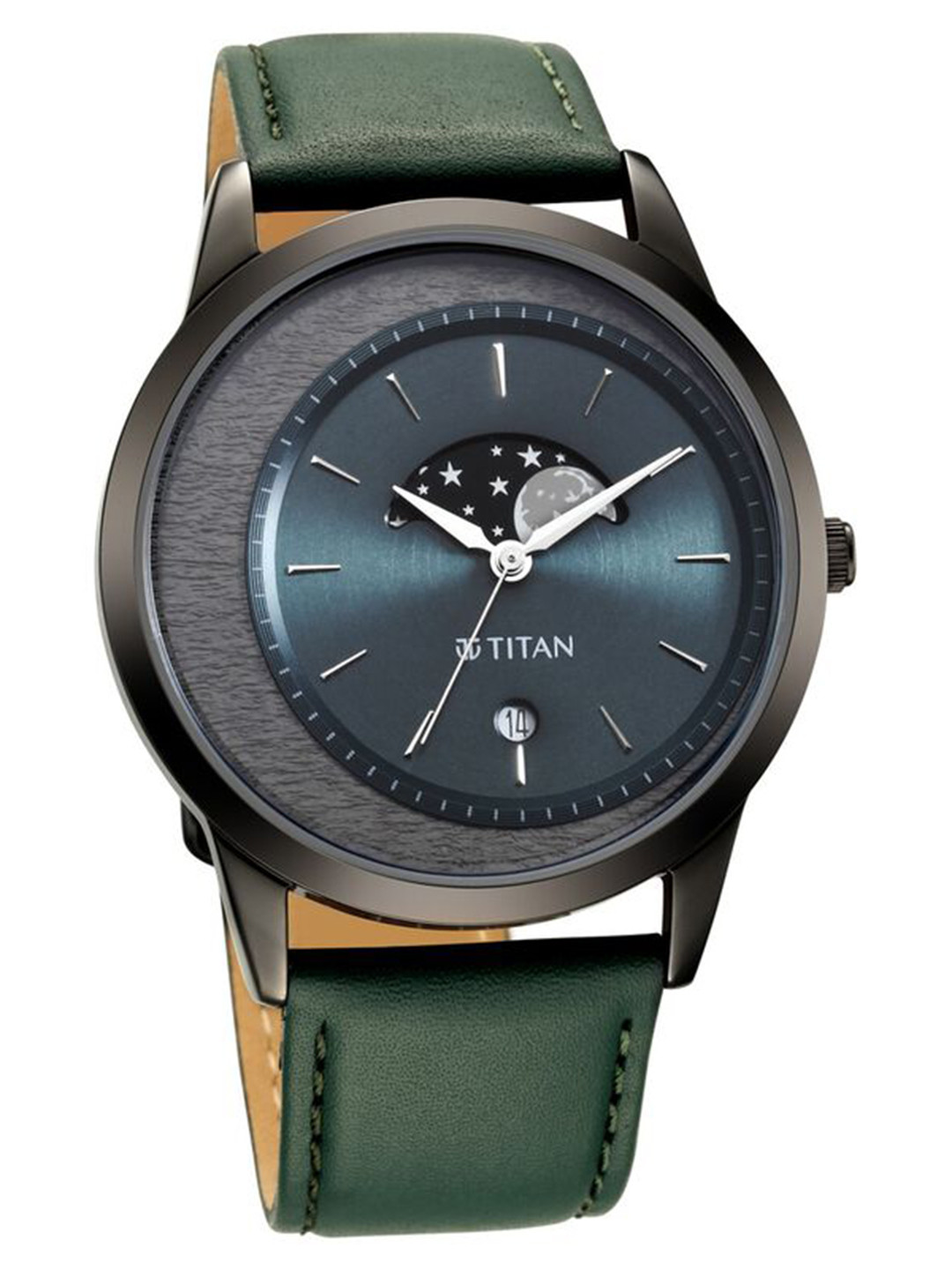 

Titan Men Patterned Dial & Stainless Steel Leather Analogue Watch 1806QL02, Green