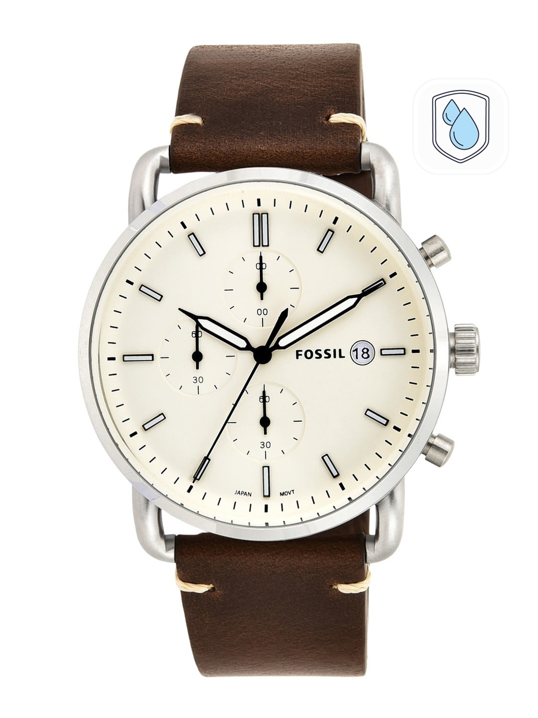 

Fossil Men Cream-Coloured & Silver-Toned Analogue Watch