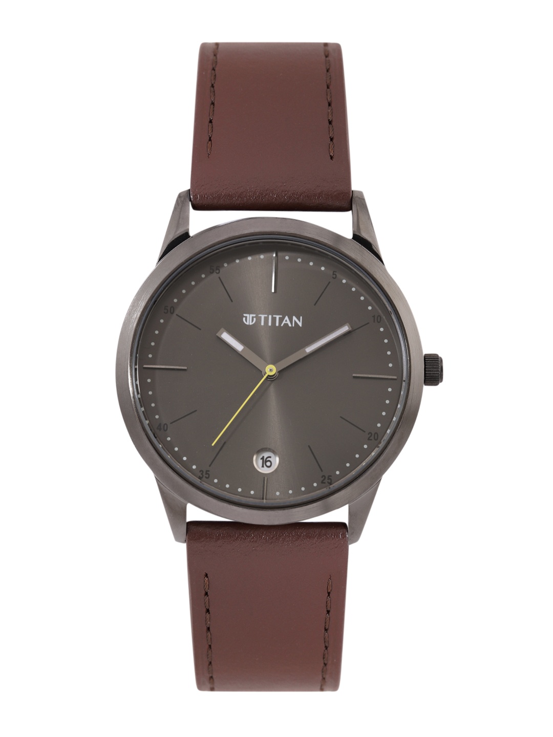 

Titan Men Solid Dial & Leather Strap Analogue Watch 1806QL01, Grey