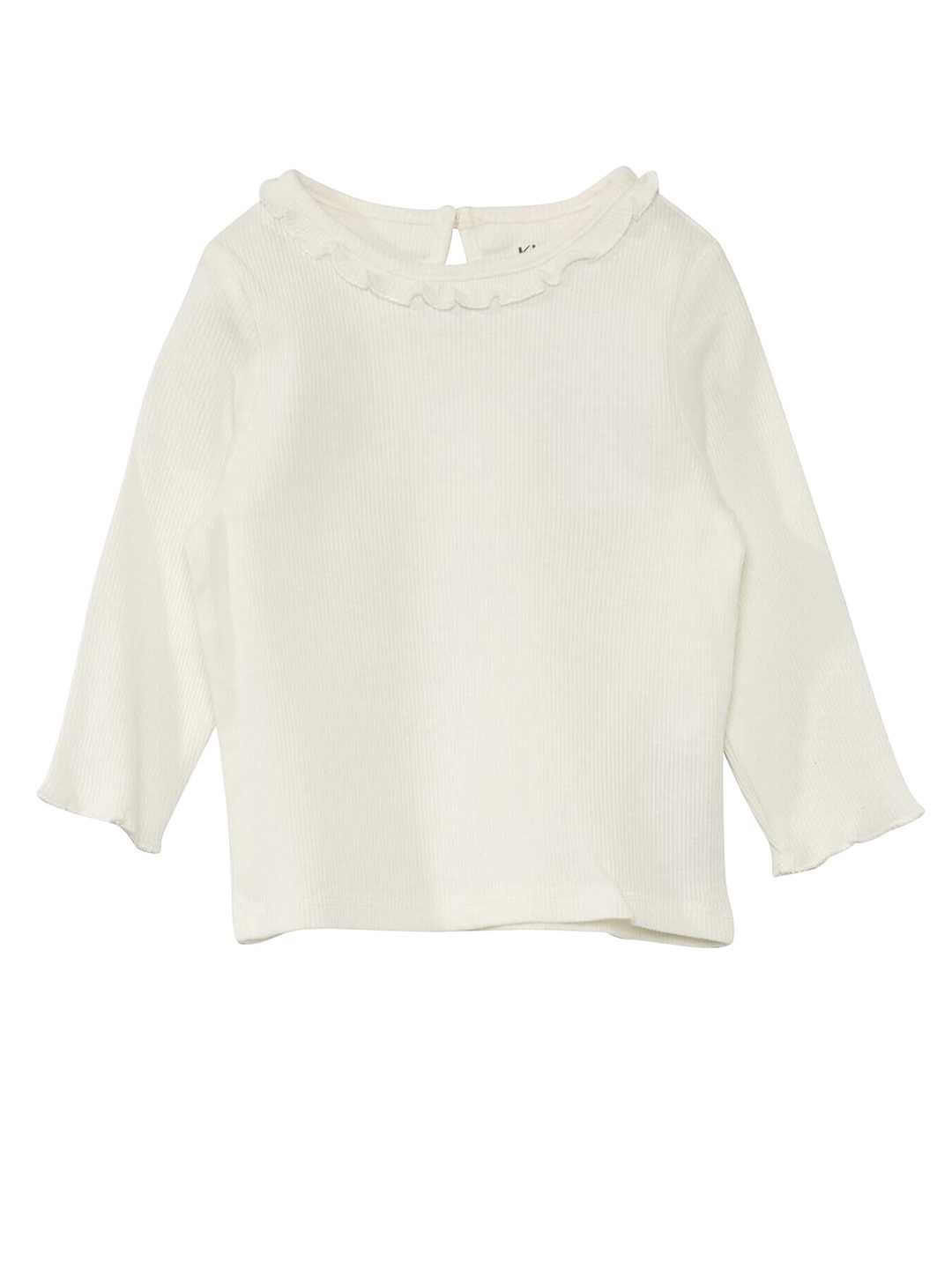 

KIABI Girls Round Neck Long Sleeves Cotton T-shirt, White