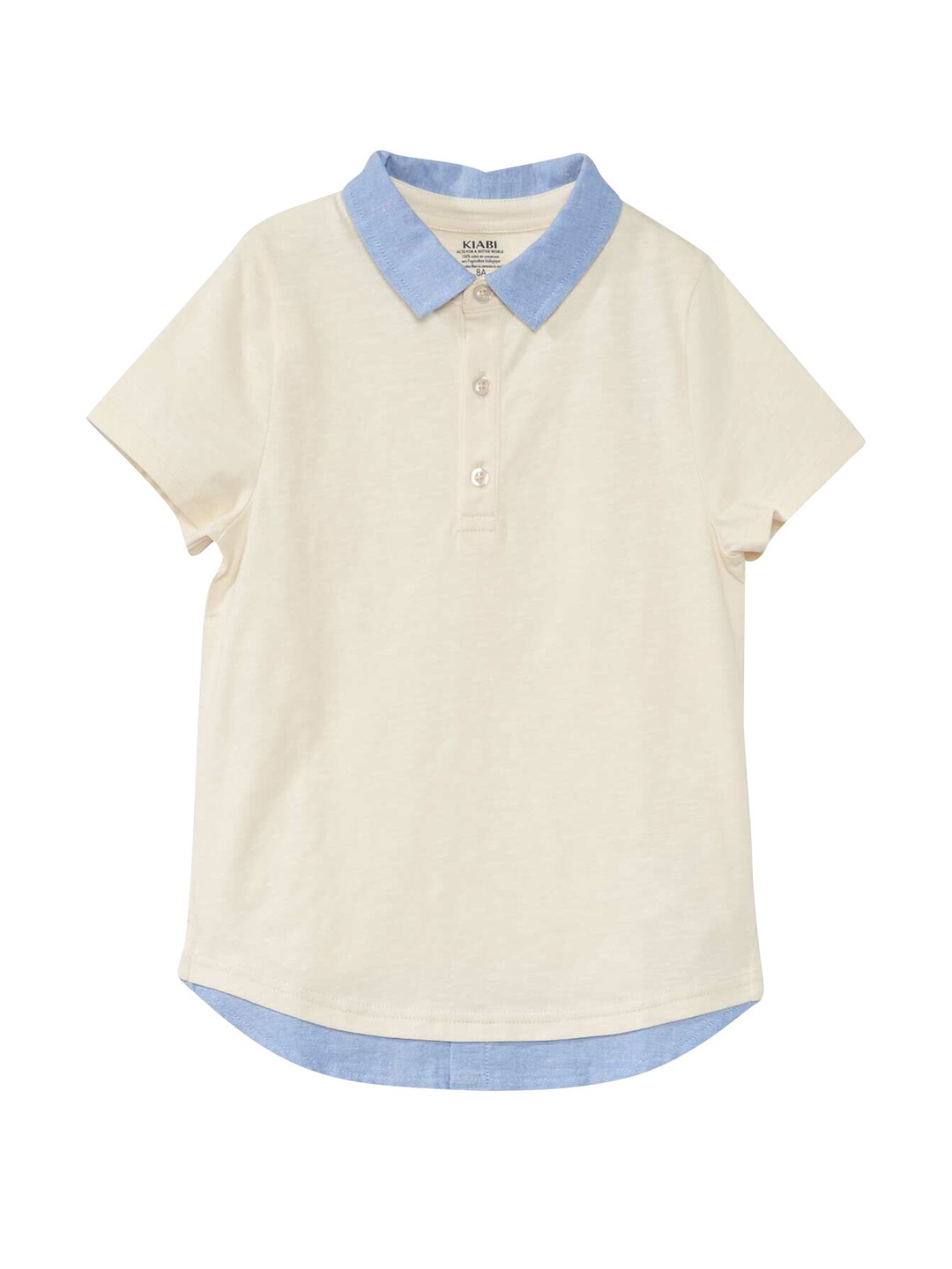 

KIABI Boys Polo Collar Short Sleeves Cotton T-shirt, White
