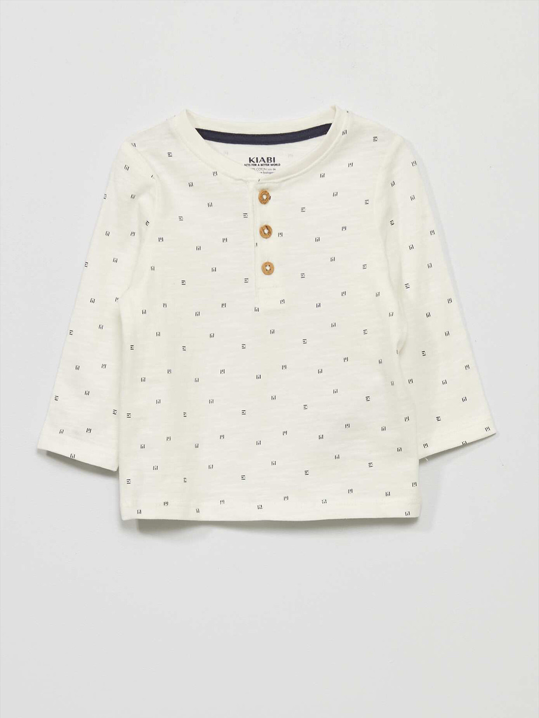 

KIABI Boys Cotton Polka Dot Printed Round Neck Tshirt, White