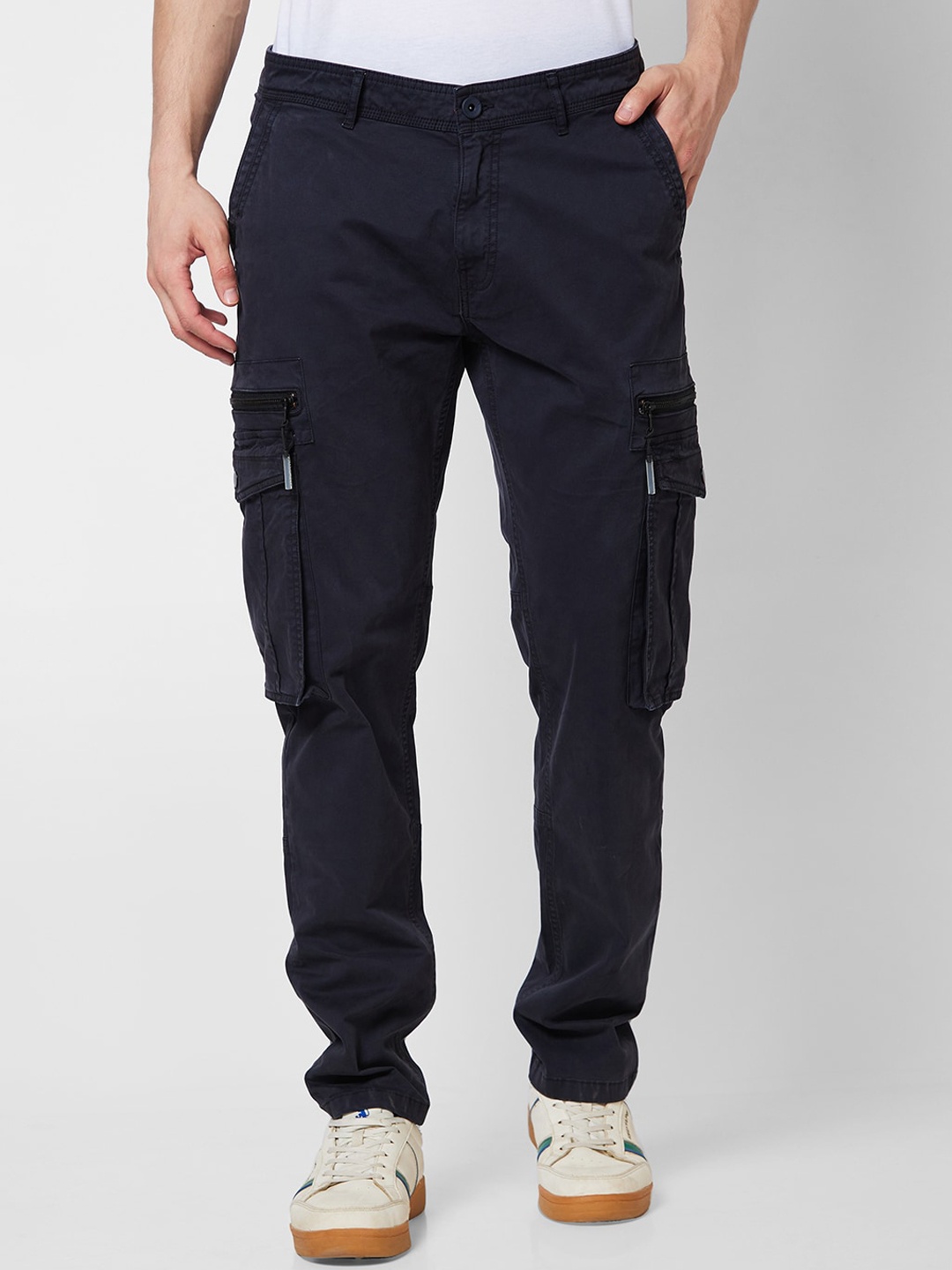 

SPYKAR Men Cotton Cargos Trousers, Blue