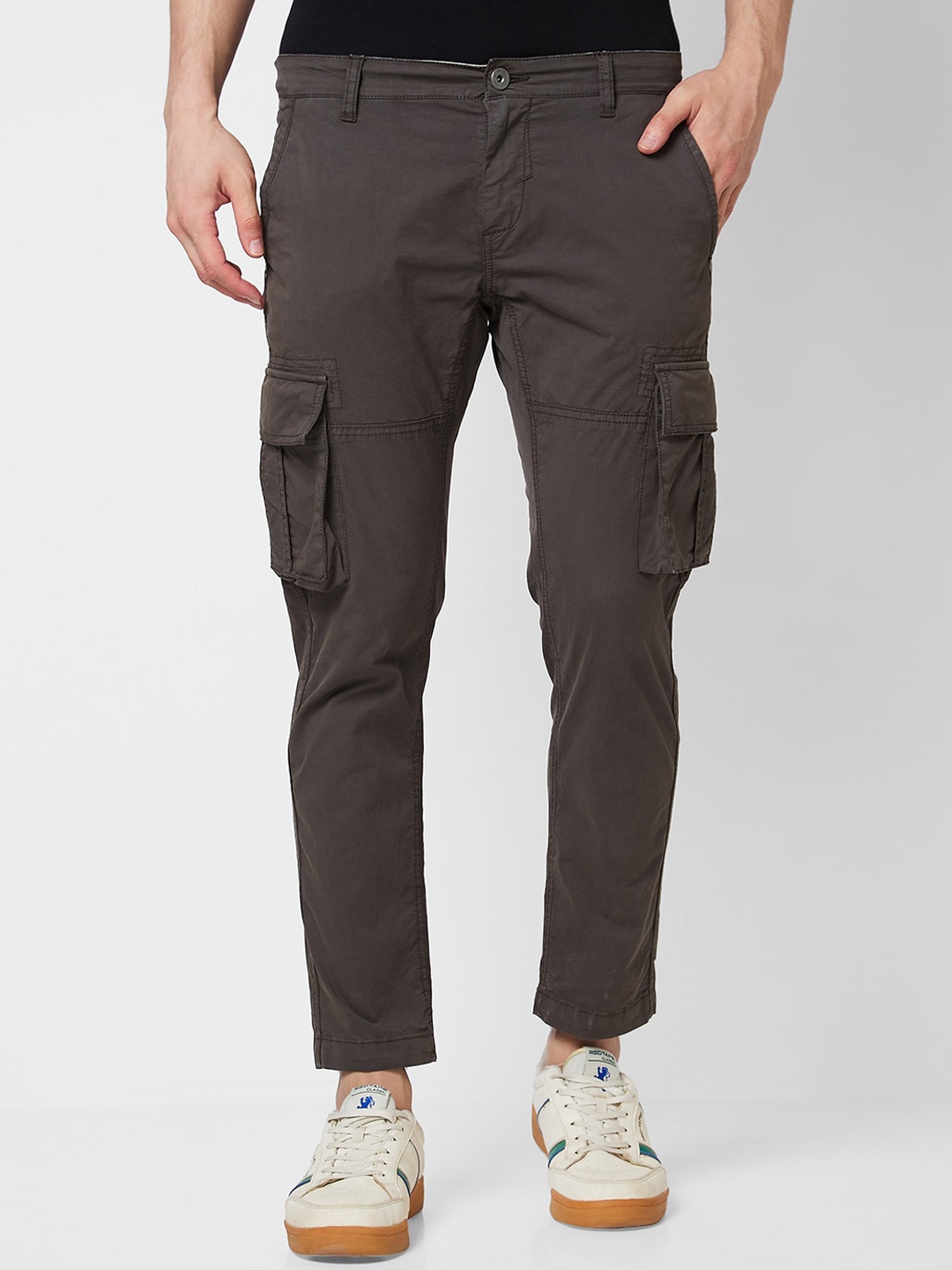 

SPYKAR Men Cotton Casual Cargos Trousers, Grey
