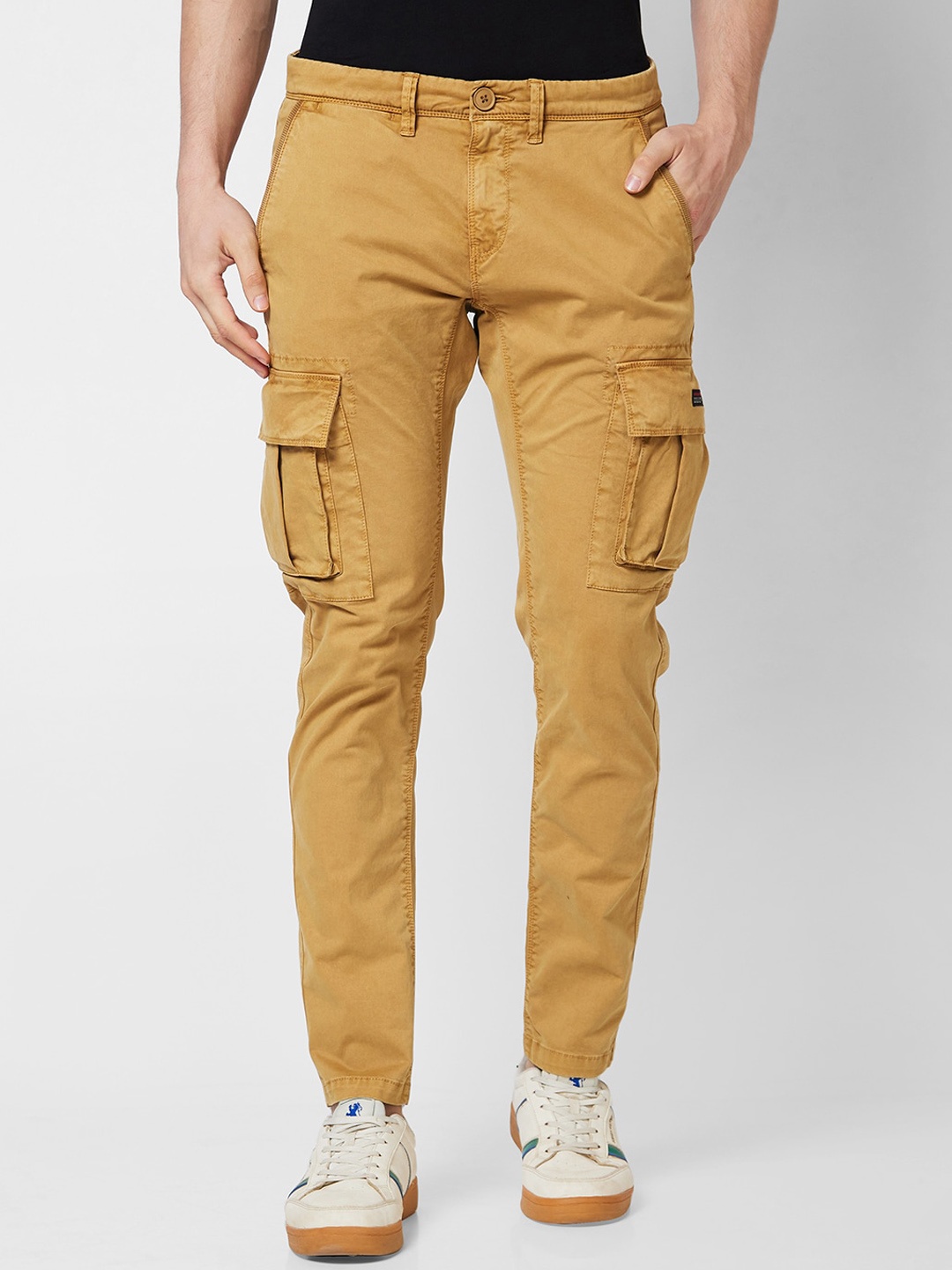 

SPYKAR Men Casual Cotton Cargos Trousers, Khaki