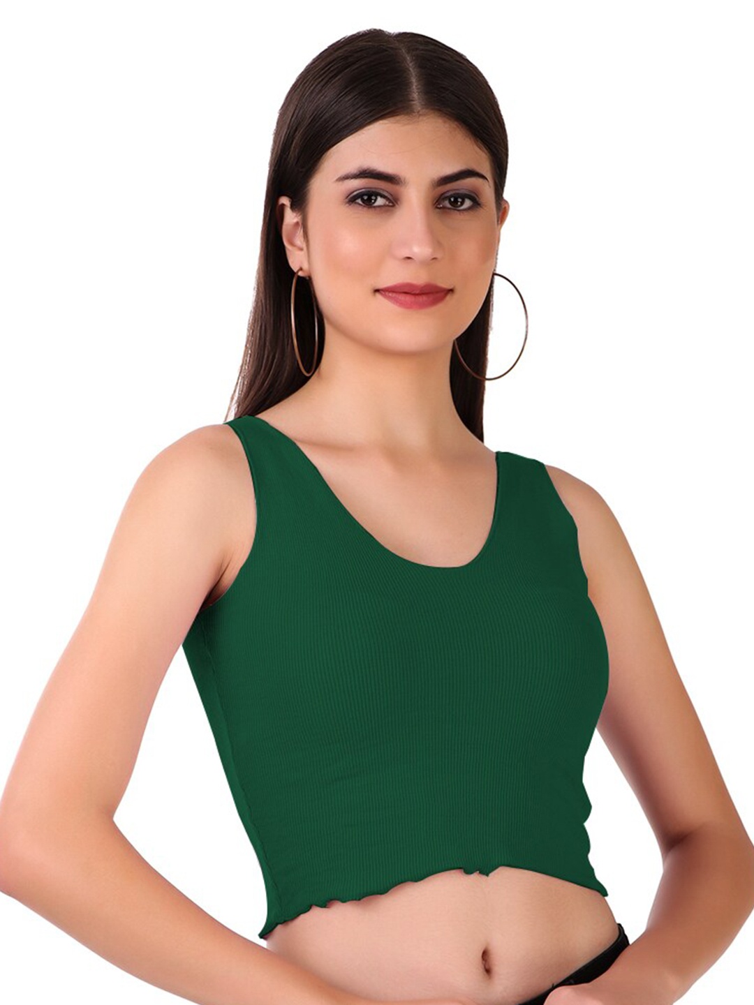 

BAESD Ribbed V-Neck Crop Tank Top, Green