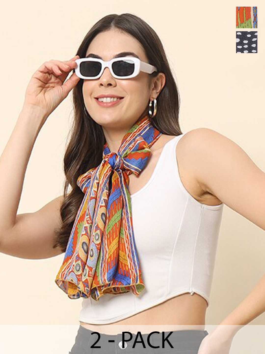

Trend Arrest Pack Of 2 Printed Scarves, Black