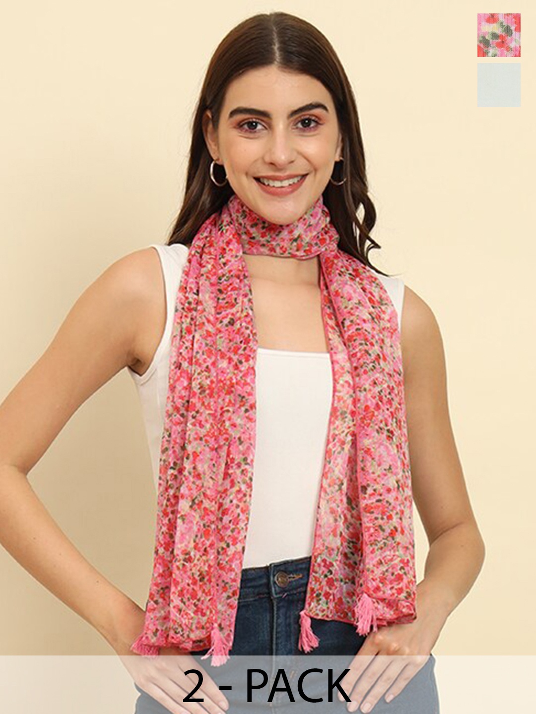 

Trend Arrest Women Printed Scarf, Pink