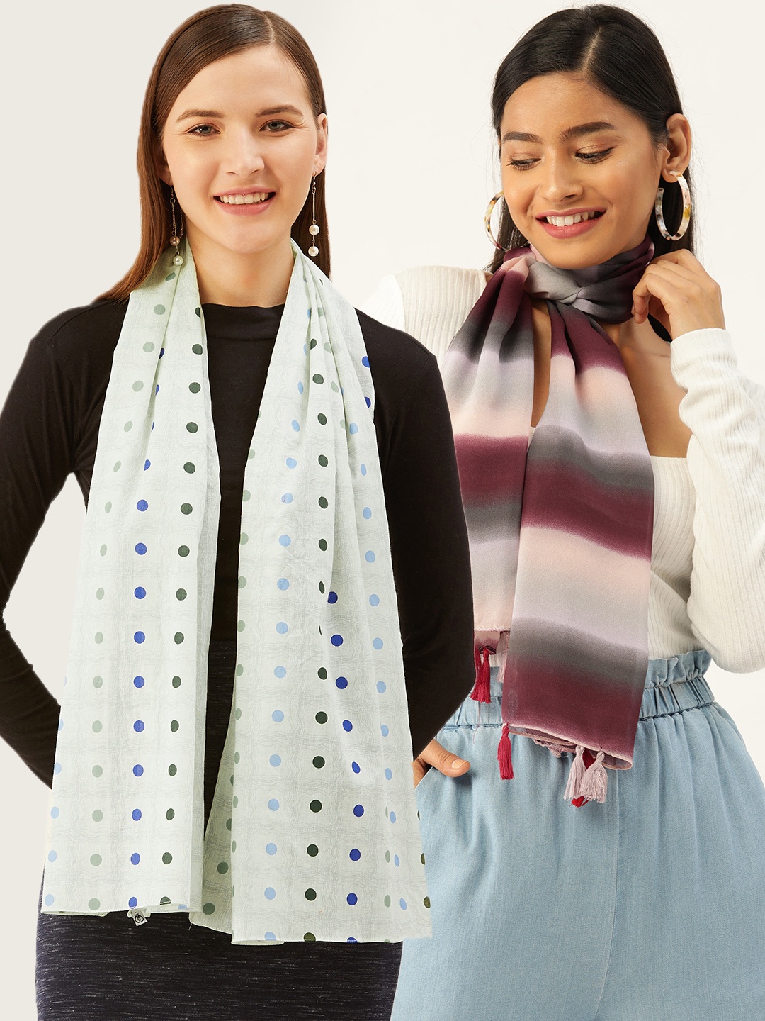 

Trend Arrest Pack Of 2 Printed Scarves, White