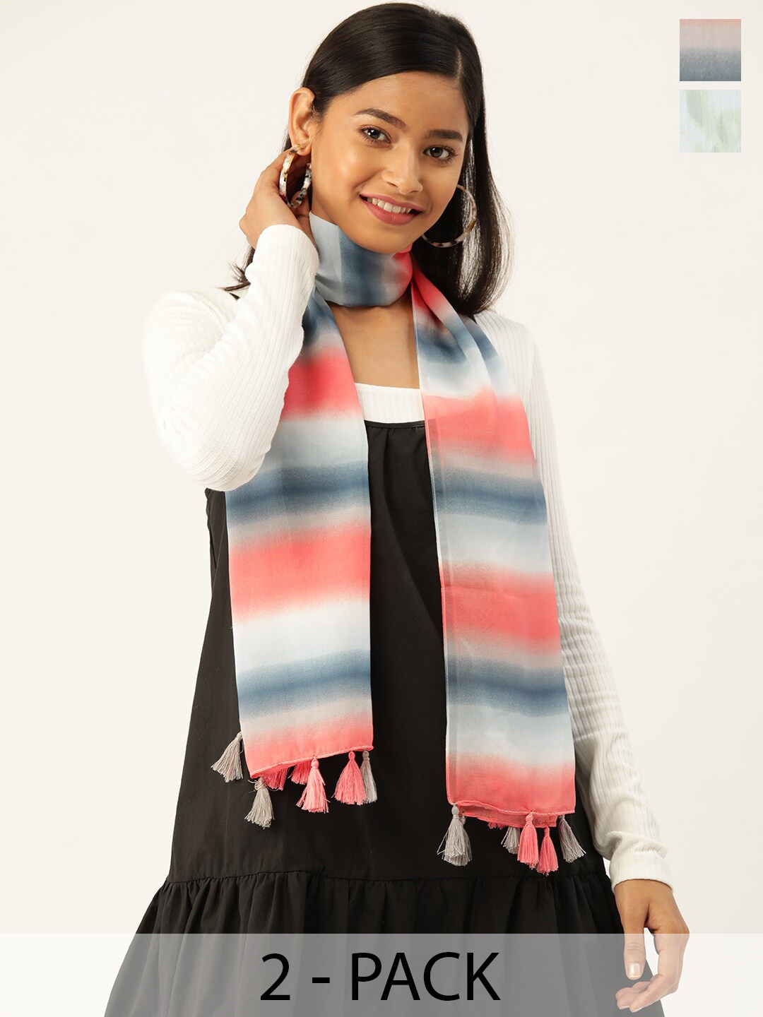 

Trend Arrest Pack Of 2 Printed Scarves, White
