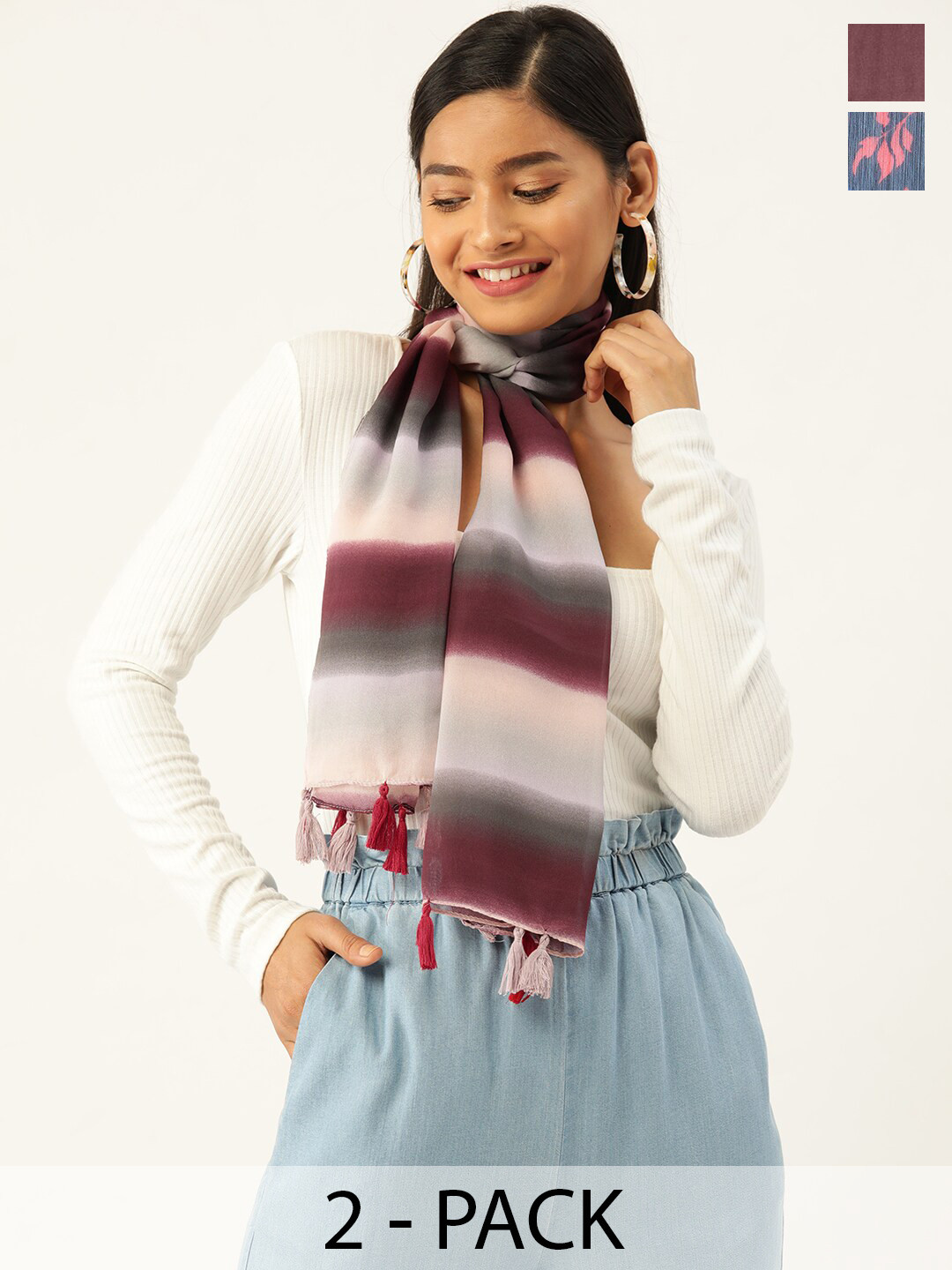 

Trend Arrest Pack Of 2 Printed Scarves, Black