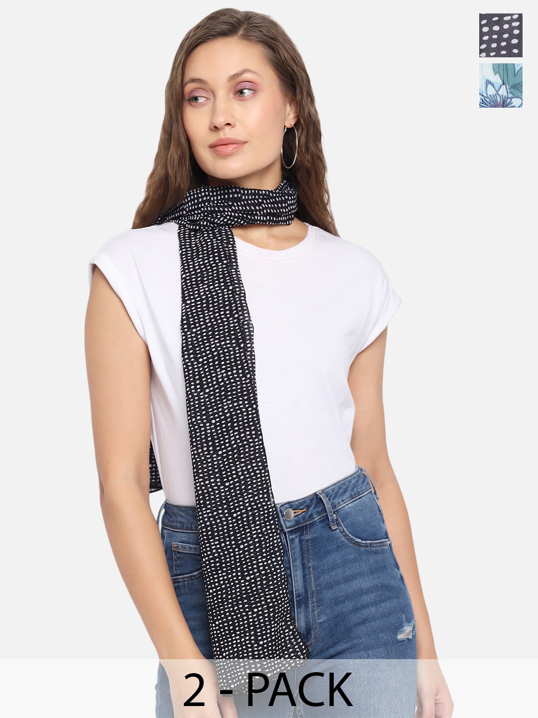 

Trend Arrest Set of 2 Printed Scarves, White