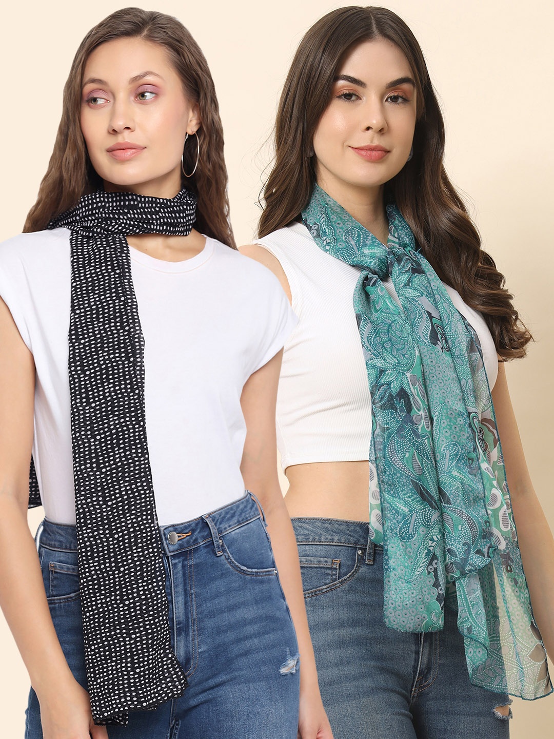 

Trend Arrest Women Pack Of 2 Printed Scarf, Blue