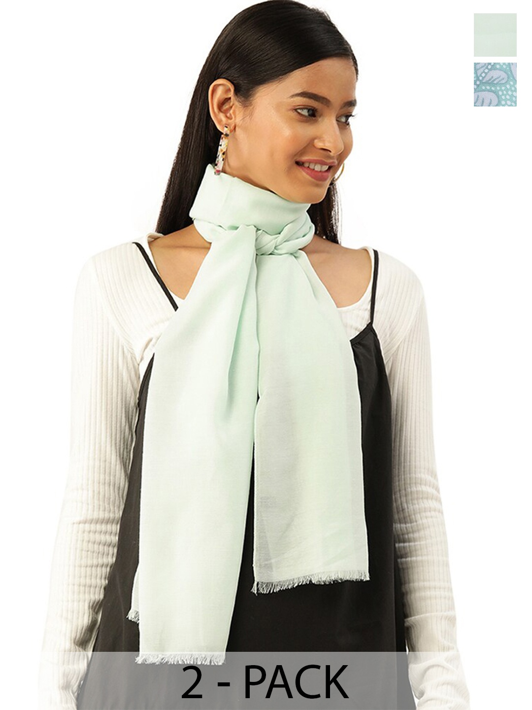 

Trend Arrest Pack Of 2 Printed Scarf, Blue
