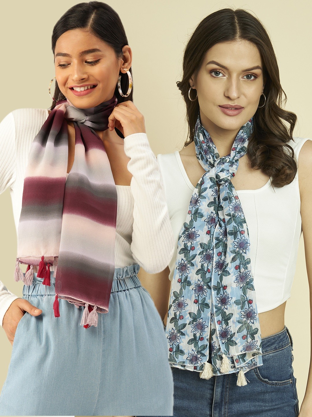

Trend Arrest Pack Of 2 Printed Scarf, Blue